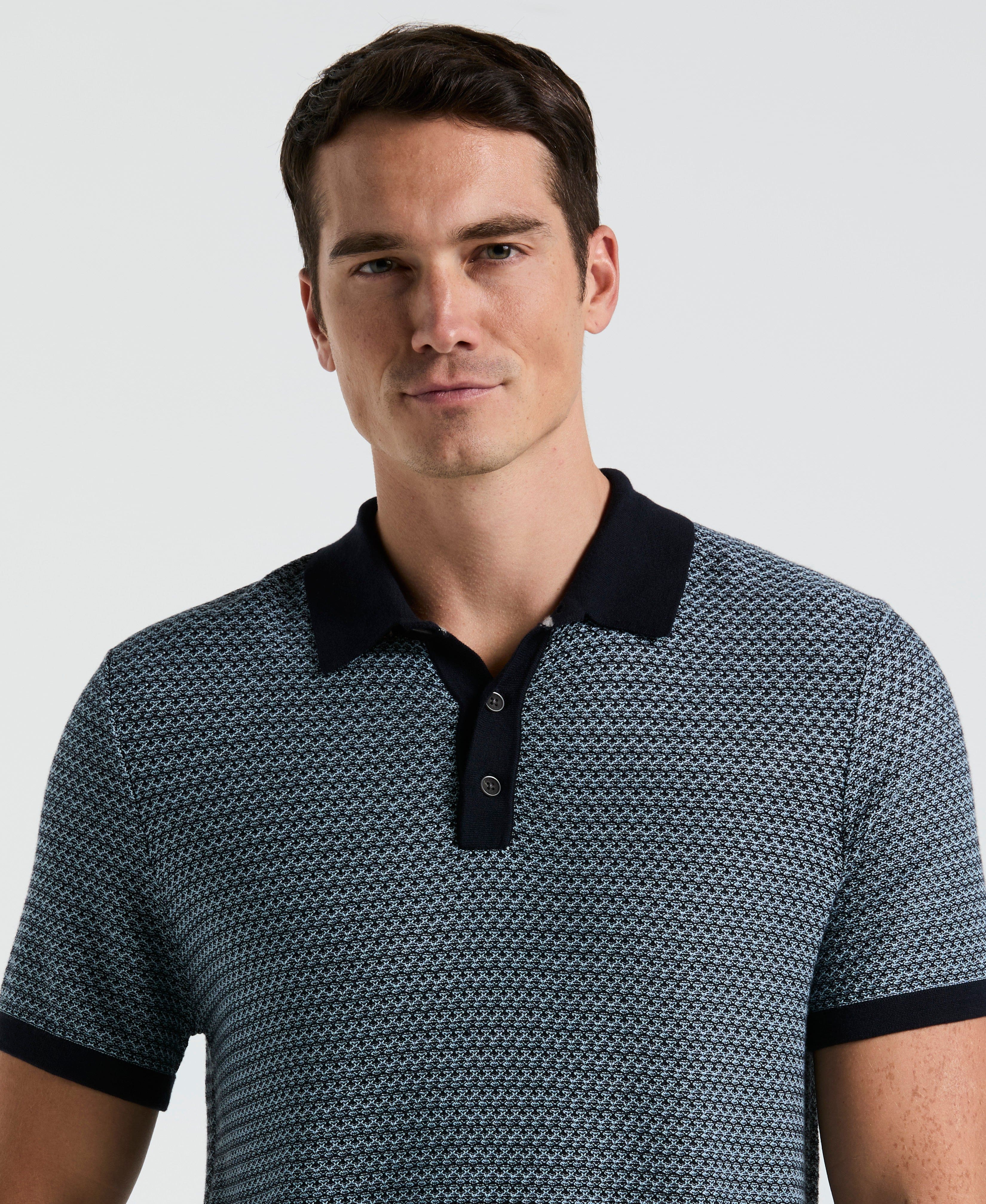 Geo Textured Stitch Polo Sweater - Image 3