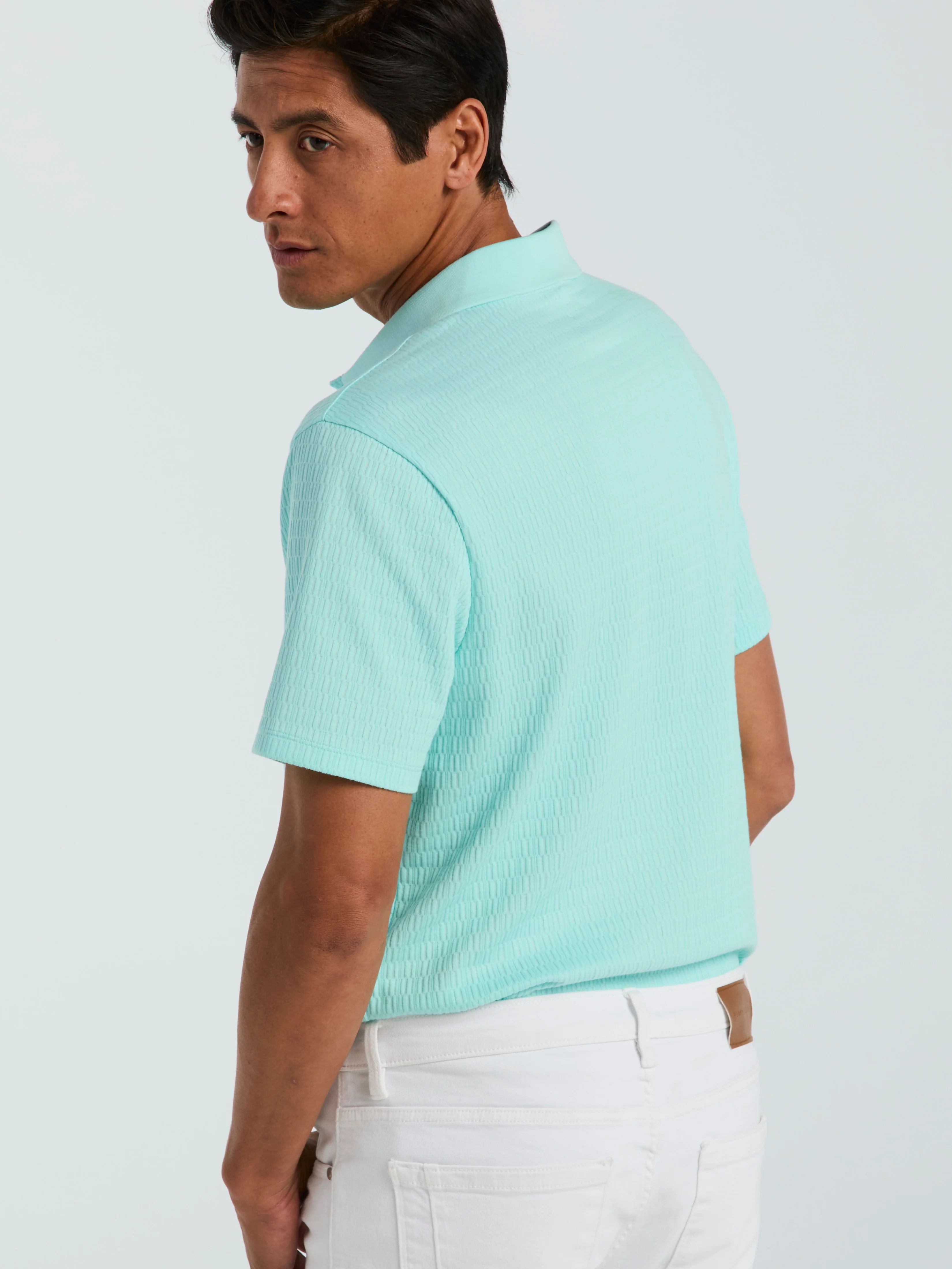 Geometric Jacquard Polo Shirt - Image 3