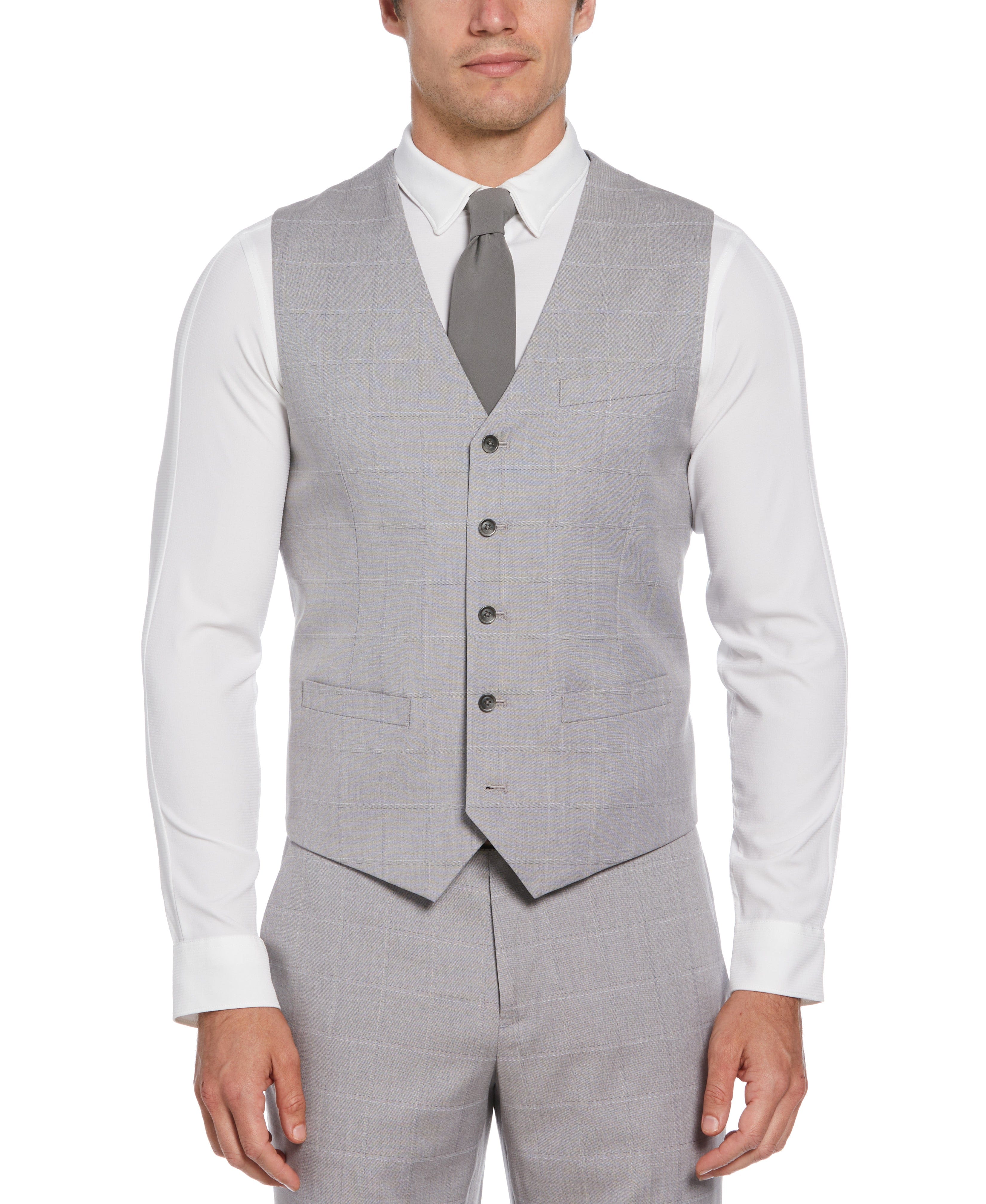 Felt Gray Window Pane Plaid Vest - Gray