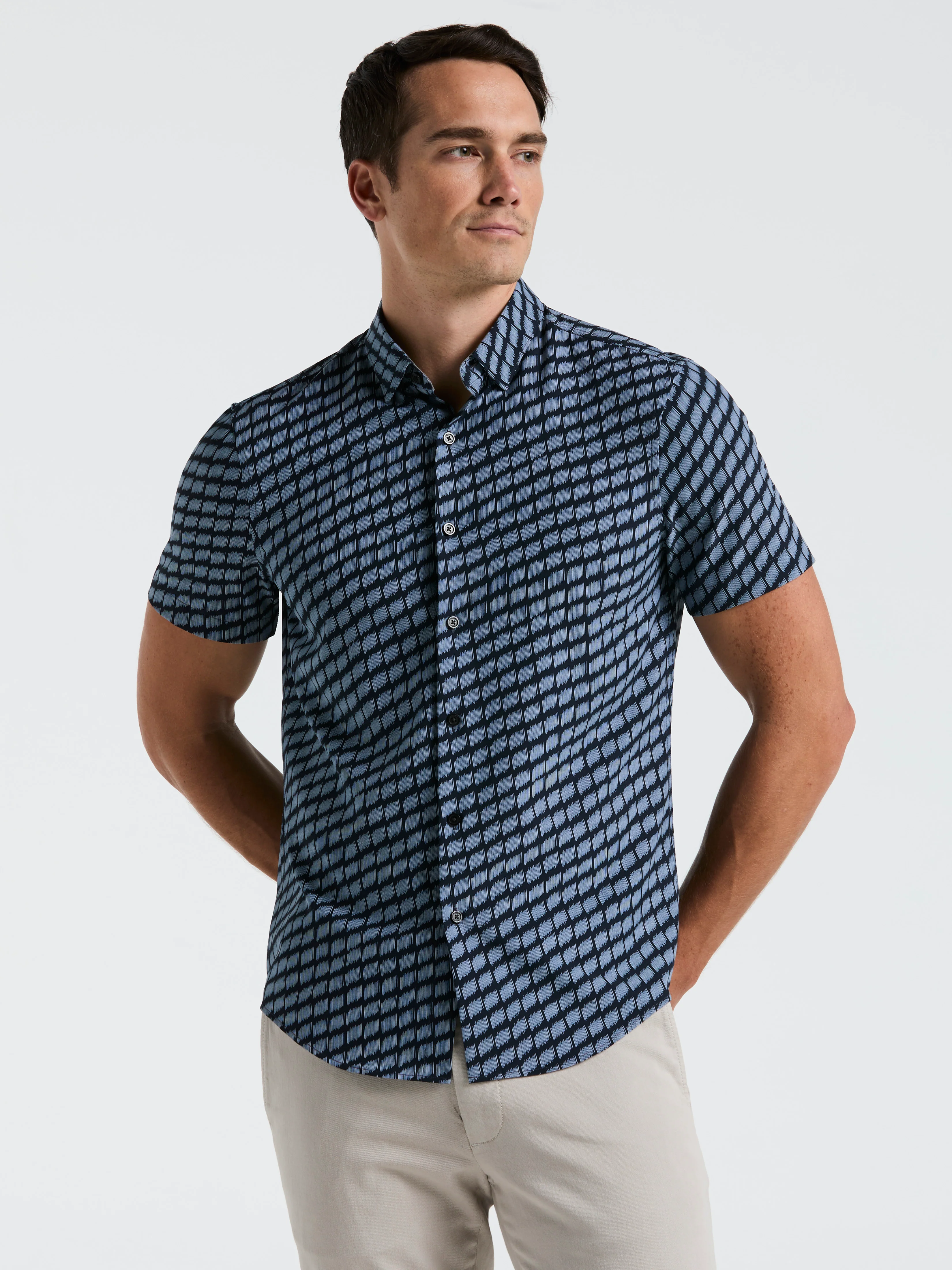 Total Stretch Hash Mark Print Slim Fit Shirt