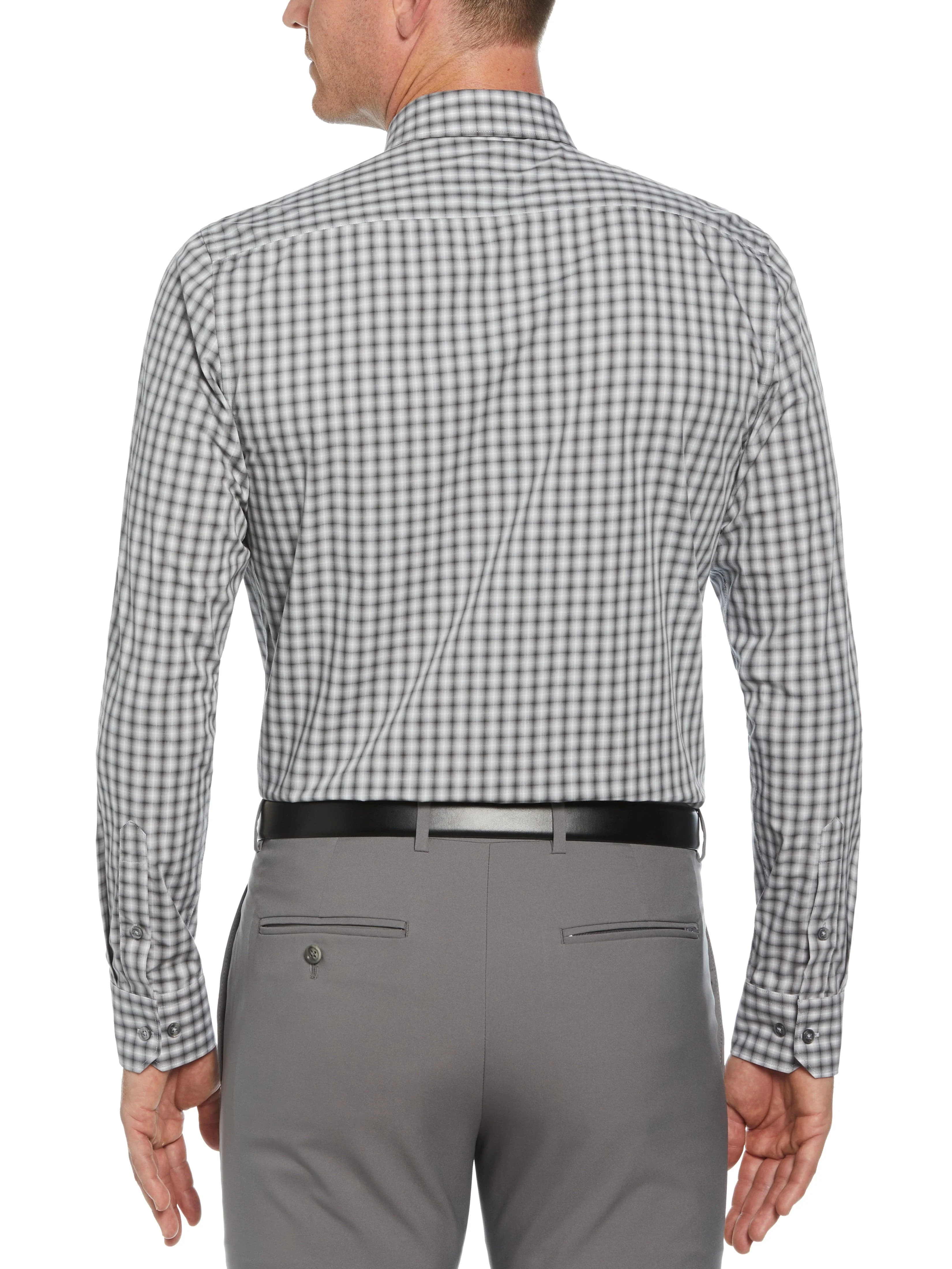 Slim Fit Button-Down Haven Ombre Checkered Plaid Dress Shirt - Image 2