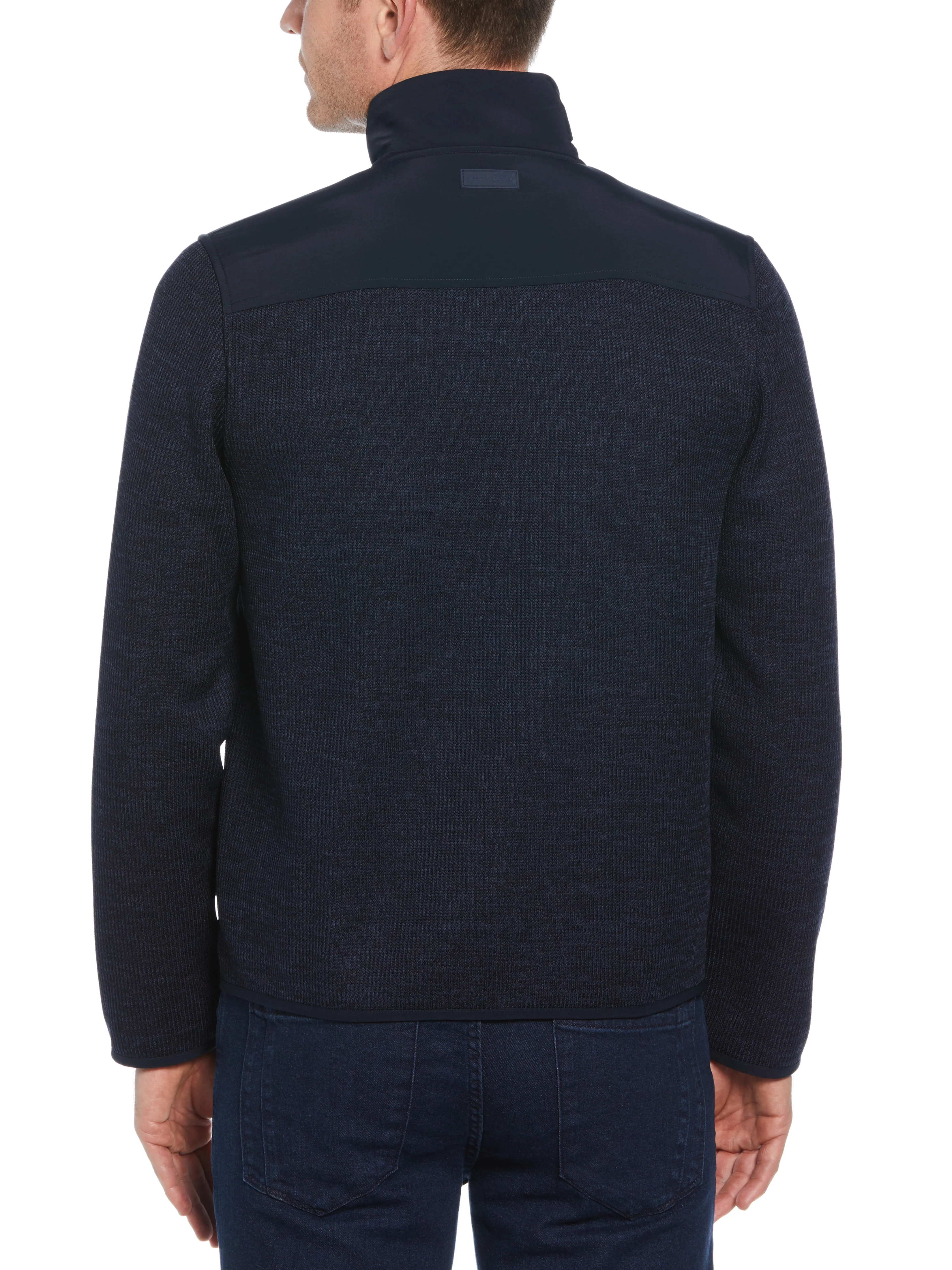 Heathered Full Zip Mock Neck Fleece Jacket - Image 5