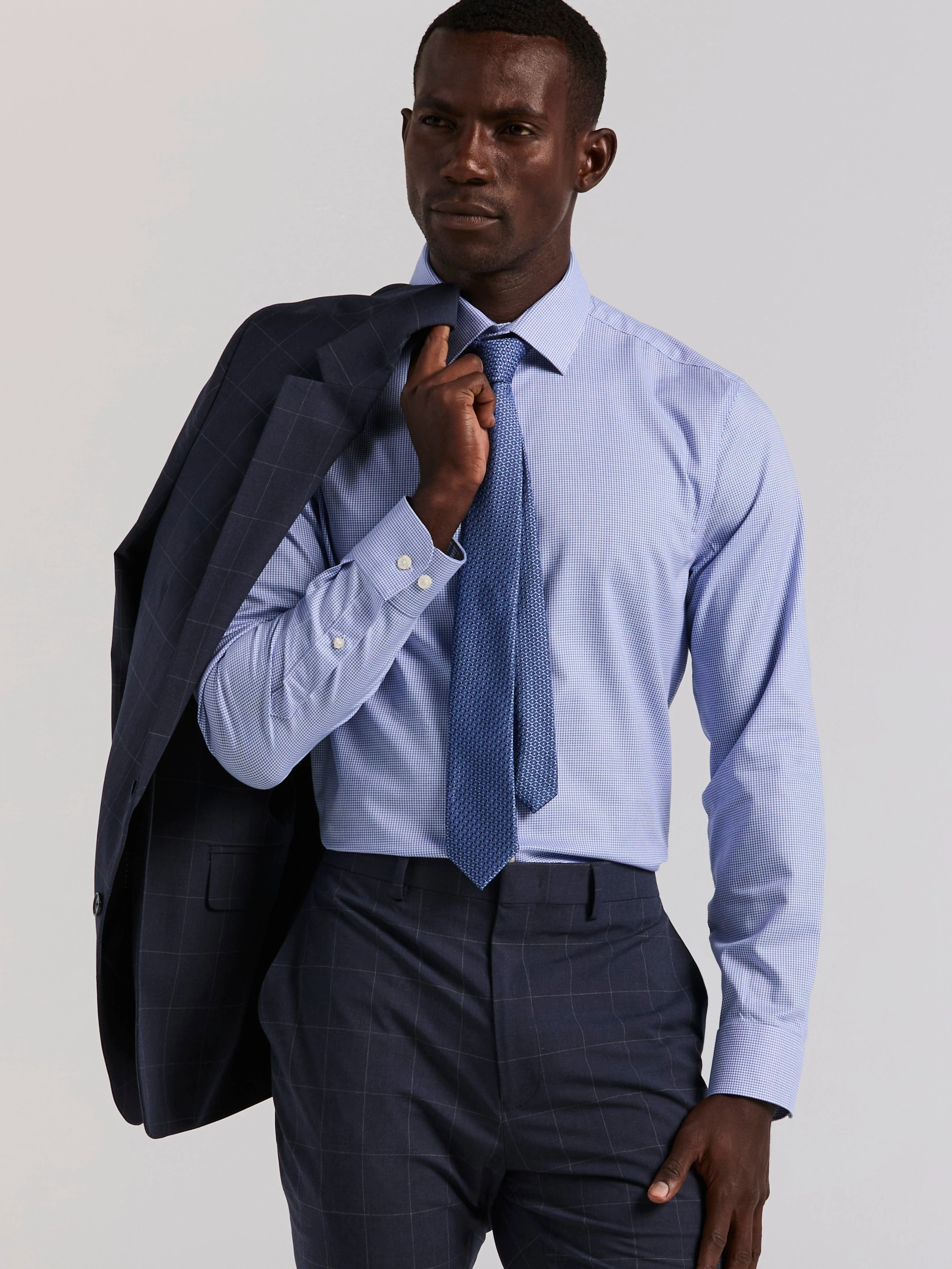Houndstooth Dobby Cotton Stretch Dress Shirt - Image 5
