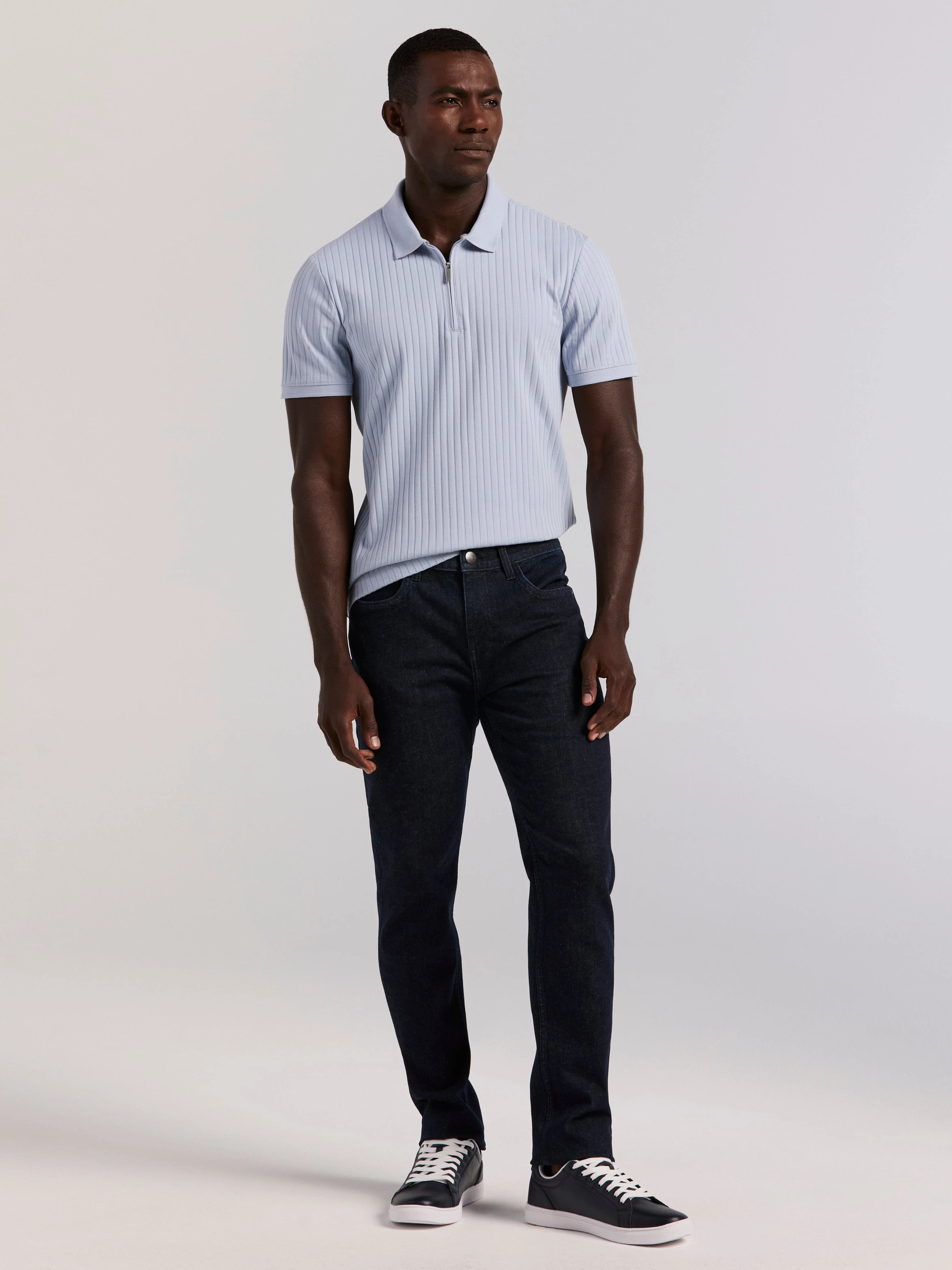 Slim Fit Indigo Rinse 5-Pocket Stretch Denim Jeans - Image 4