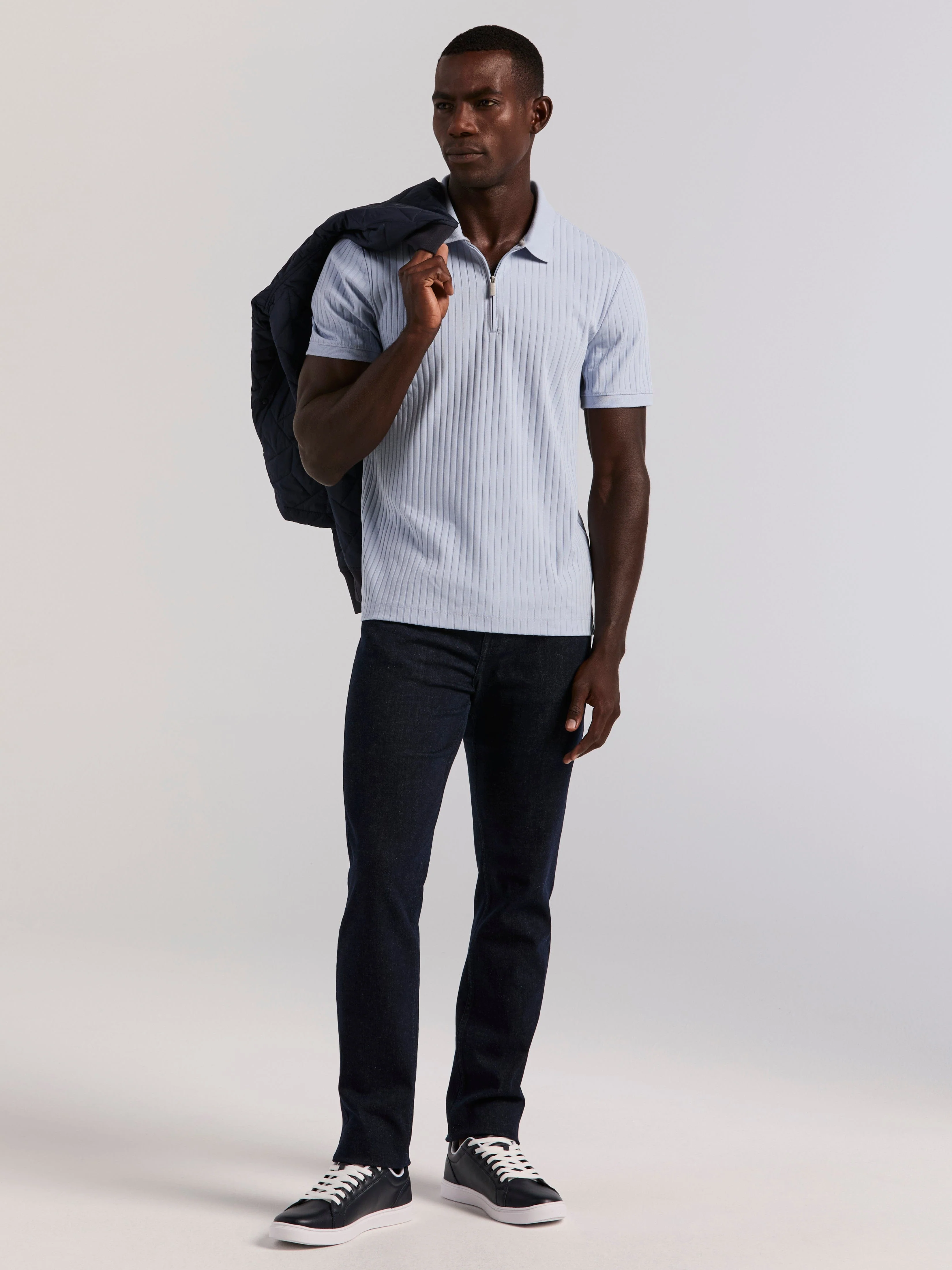 Slim Fit Indigo Rinse 5-Pocket Stretch Denim Jeans - Image 5