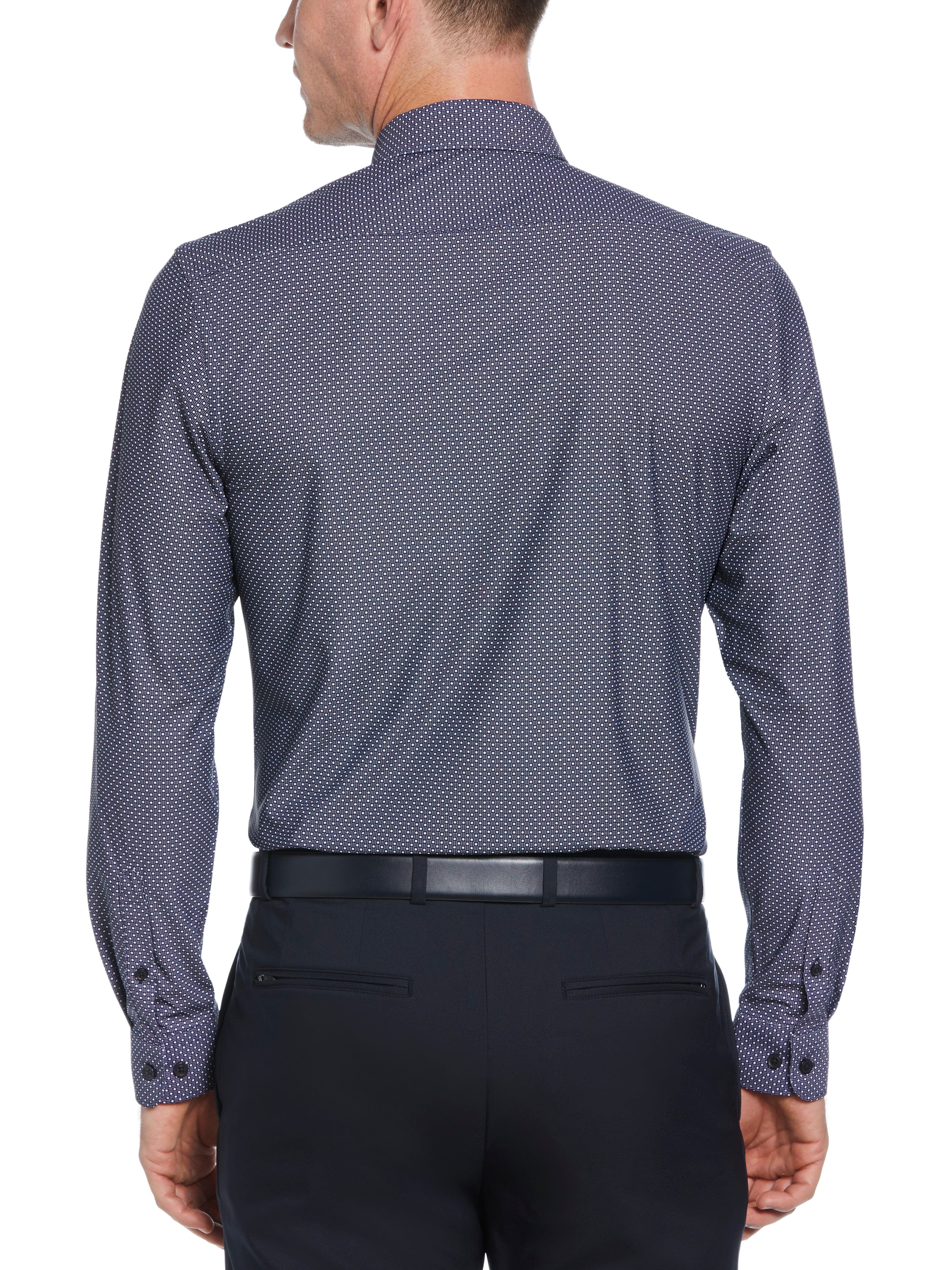 Slim Fit Knit Black and White Dot Dress Shirt - Image 2