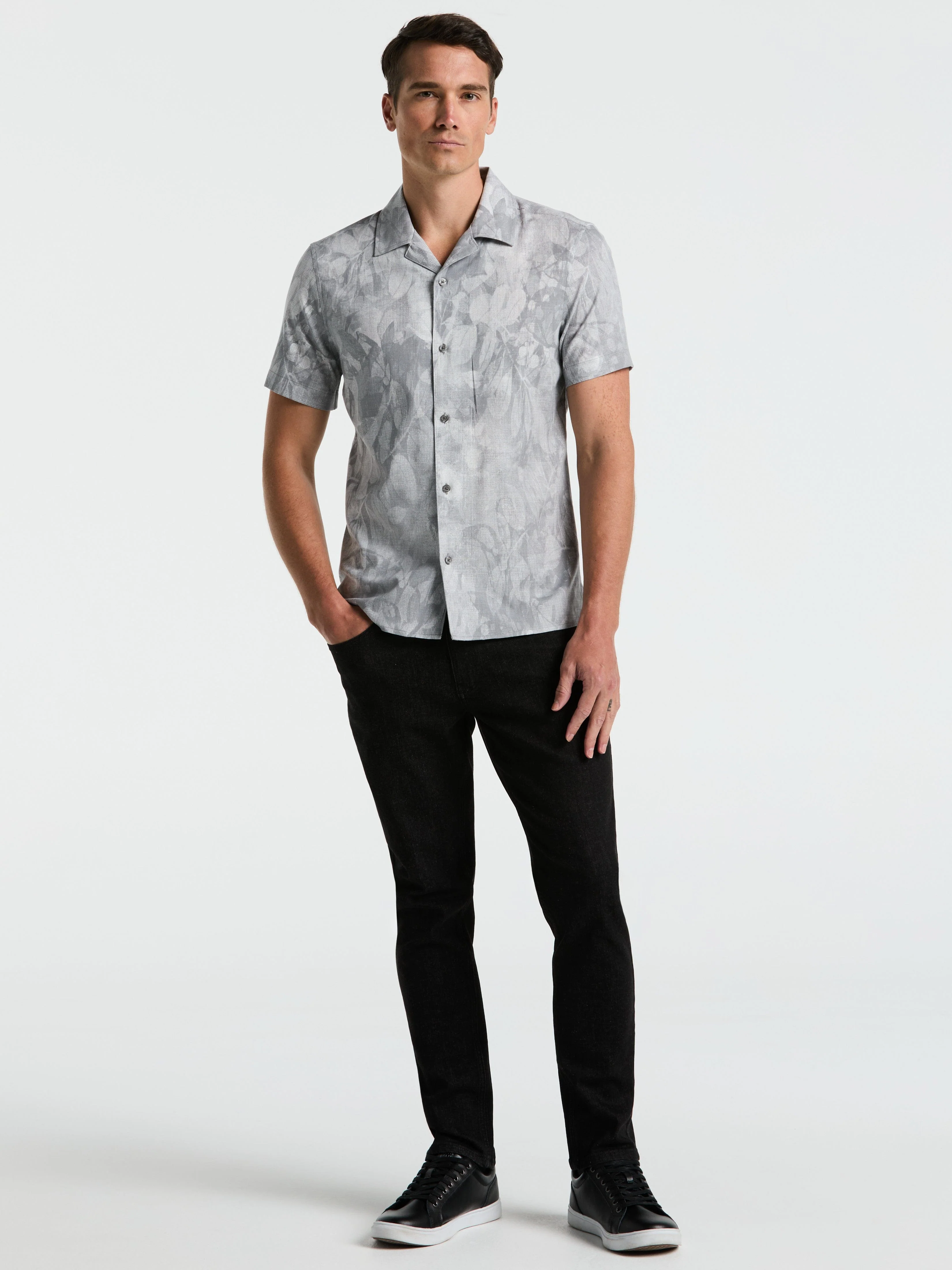 Leaf Print Camp Collar Shirt - Image 2