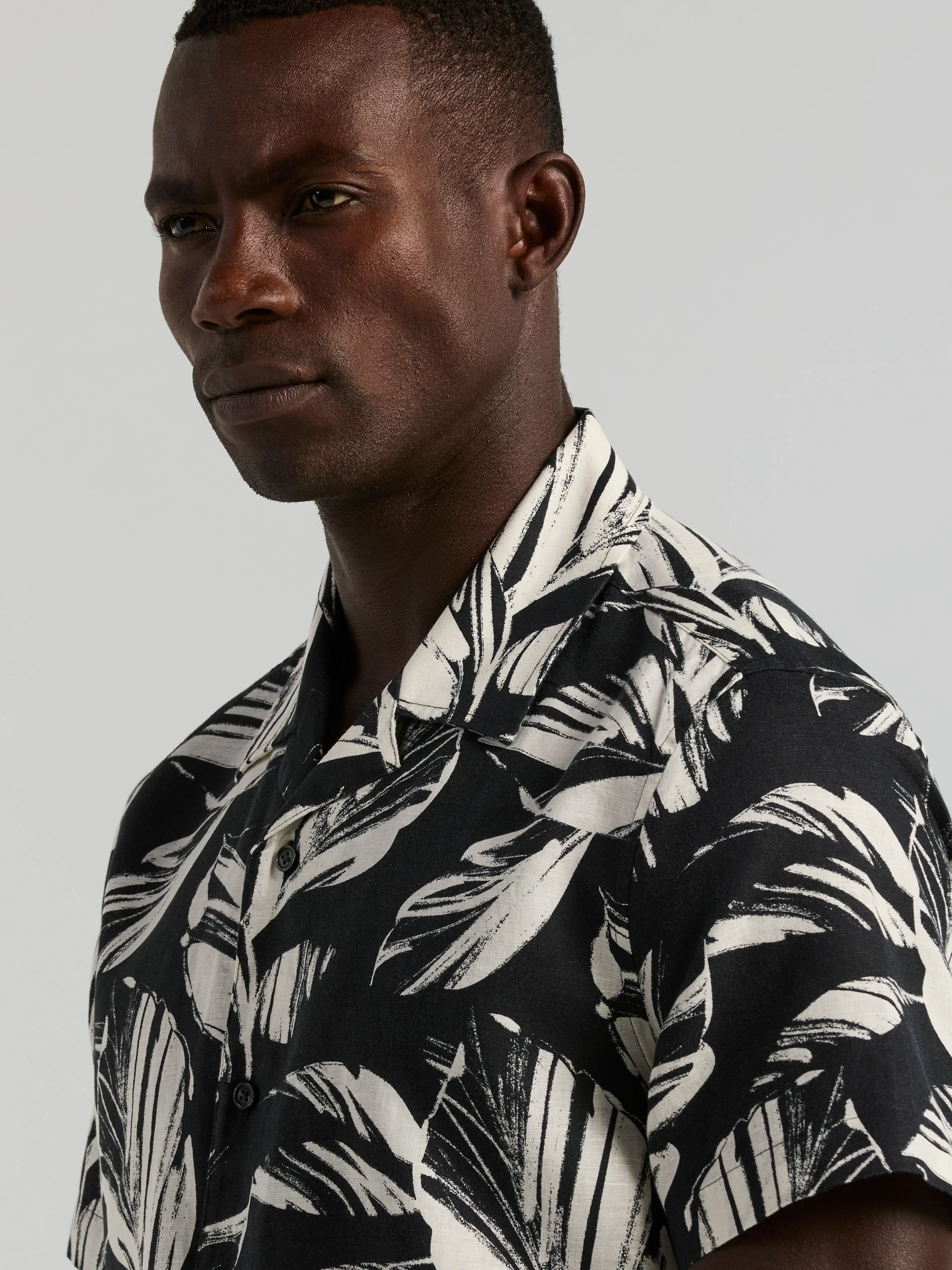 Leaf Print Camp Collar Shirt - Image 2