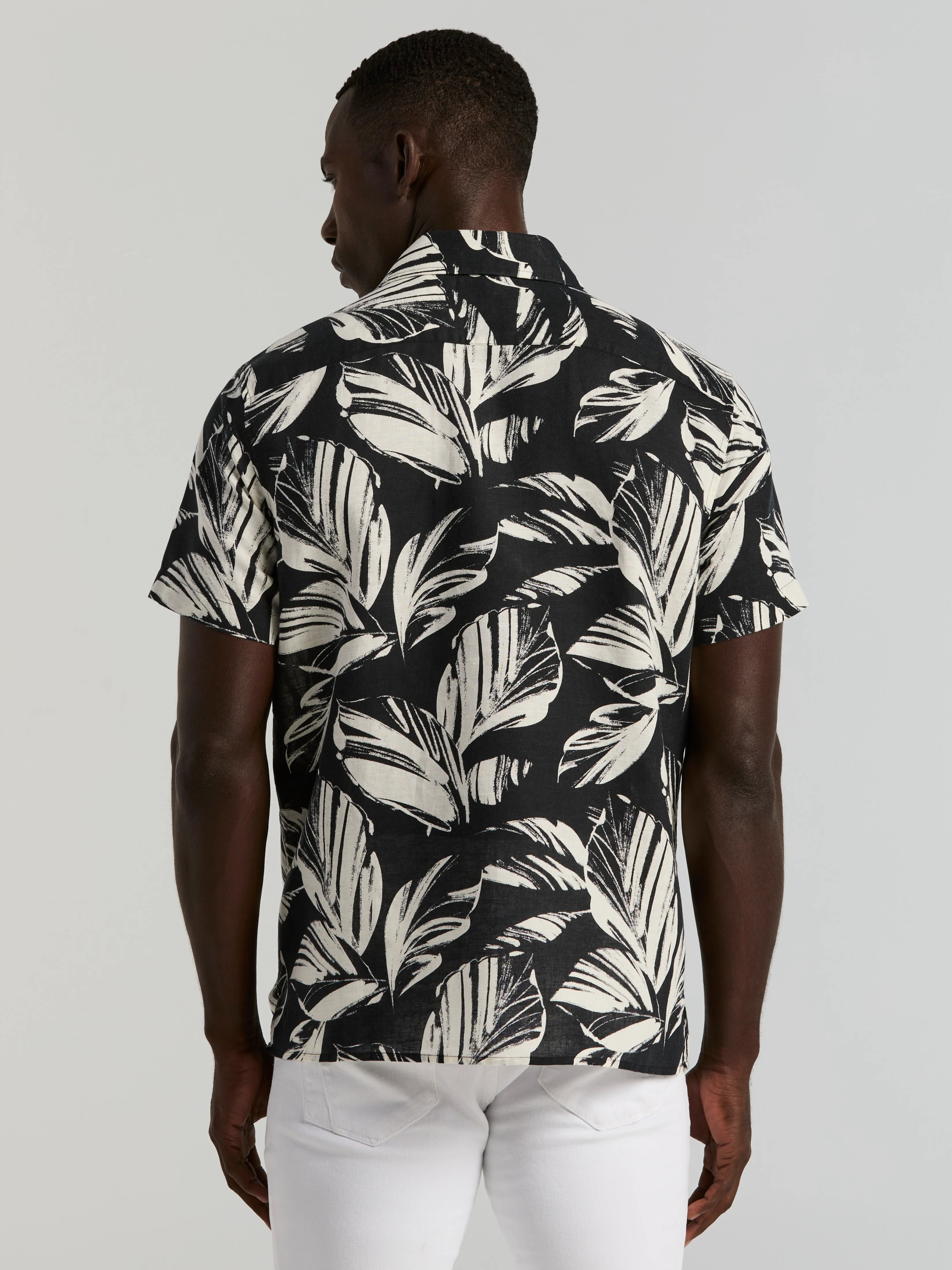Leaf Print Camp Collar Shirt - Image 3