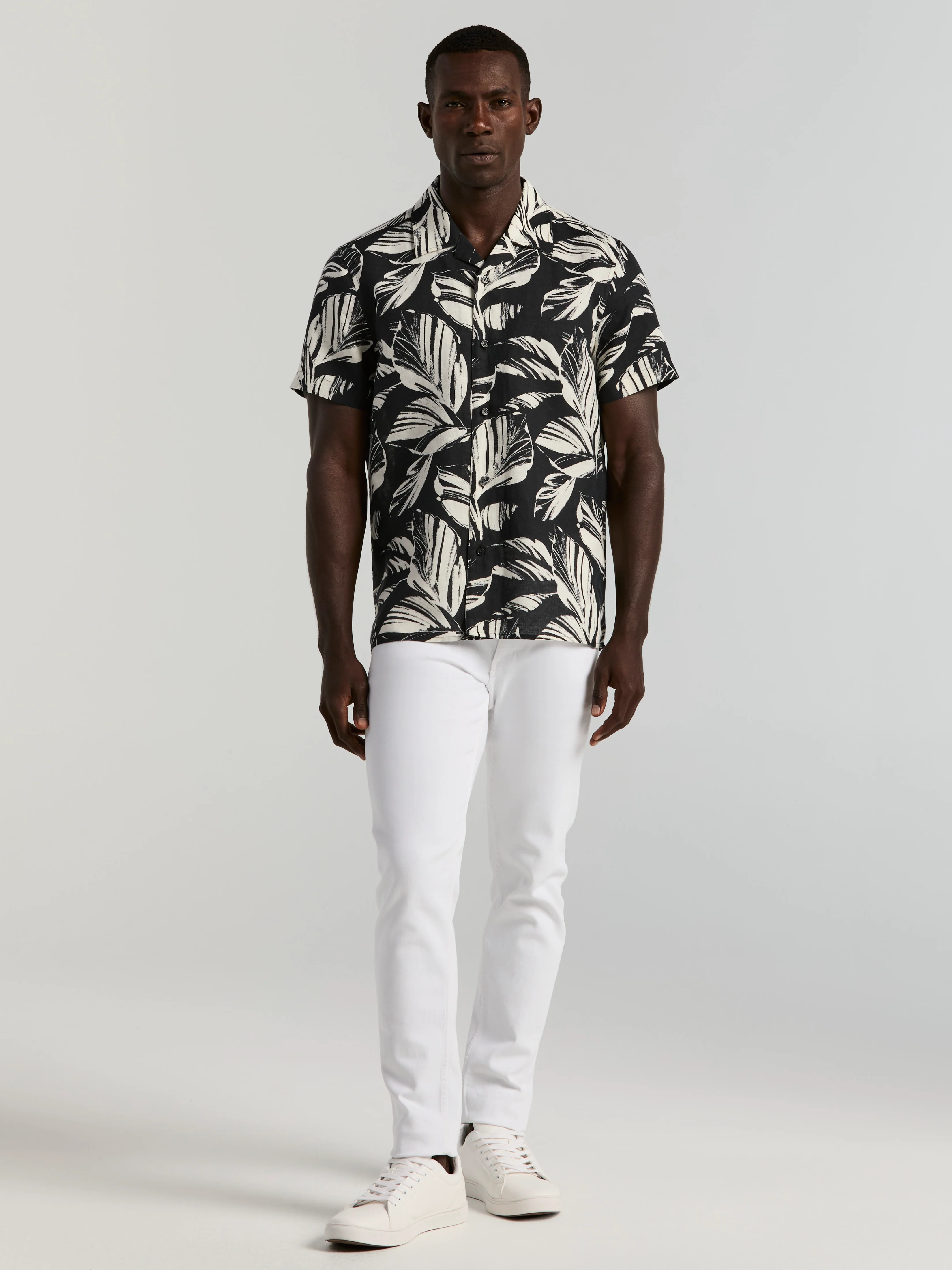 Leaf Print Camp Collar Shirt - Image 4