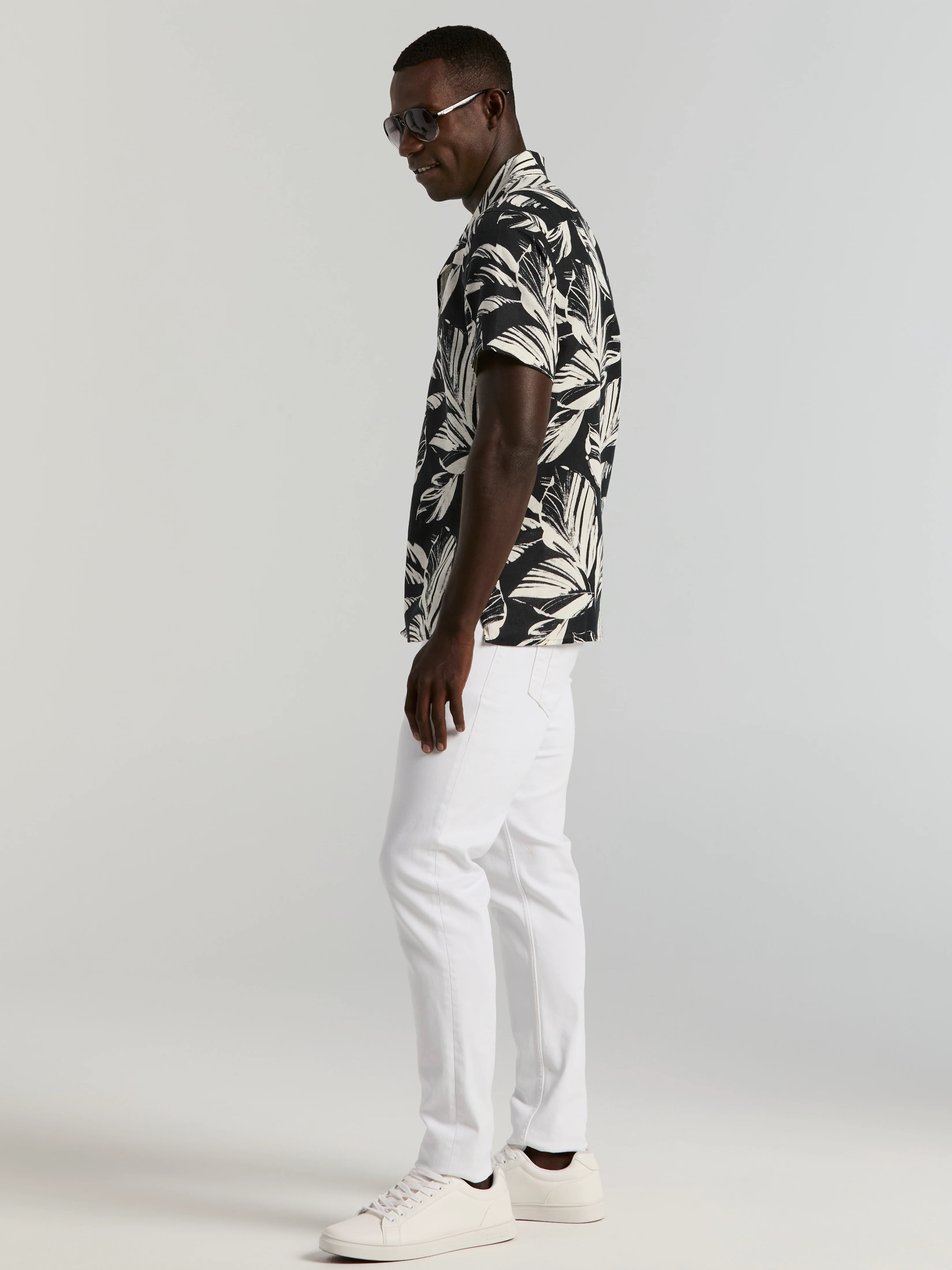 Leaf Print Camp Collar Shirt - Image 5