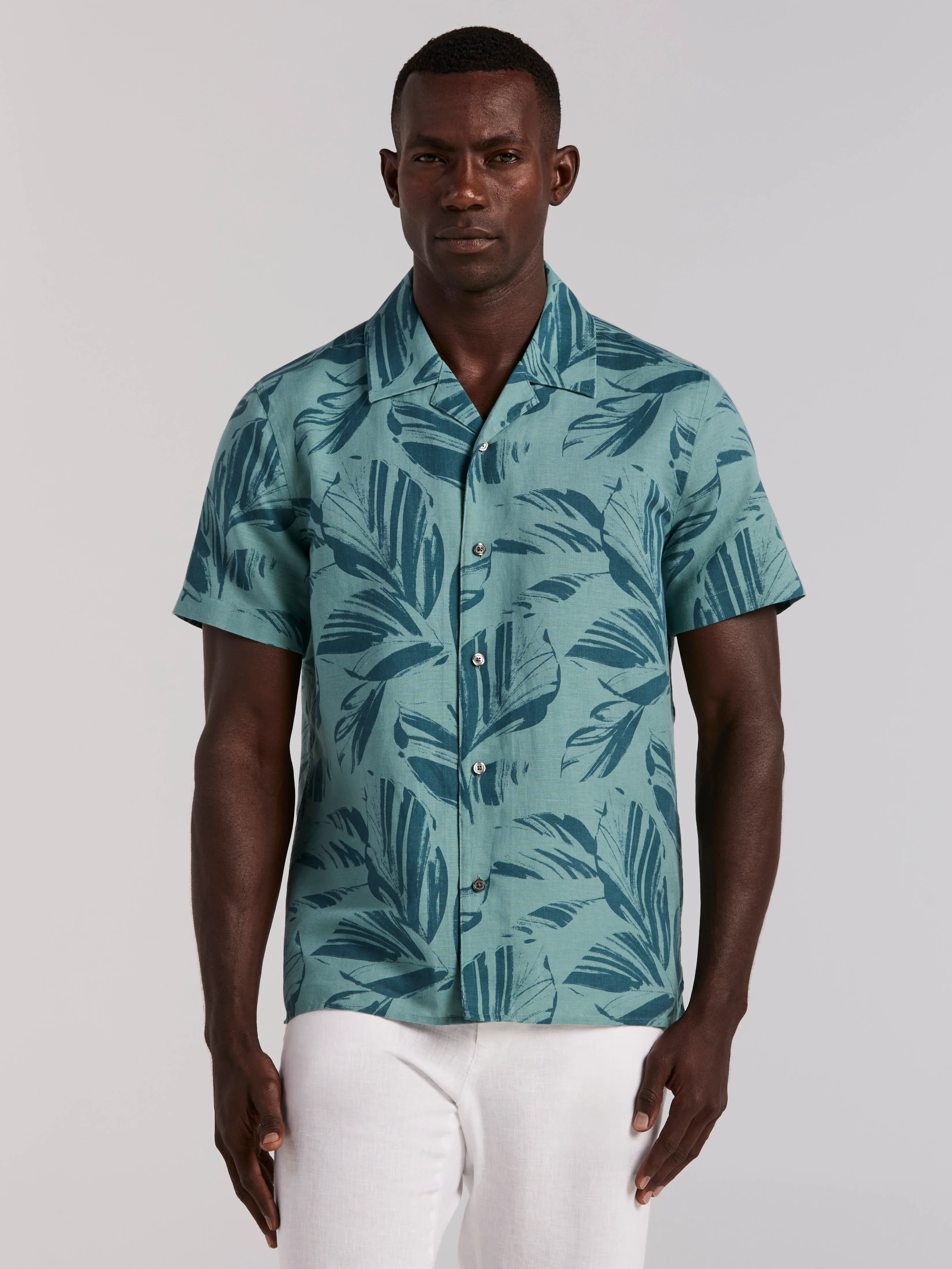 Leaf Print Camp Collar Shirt - Image 6