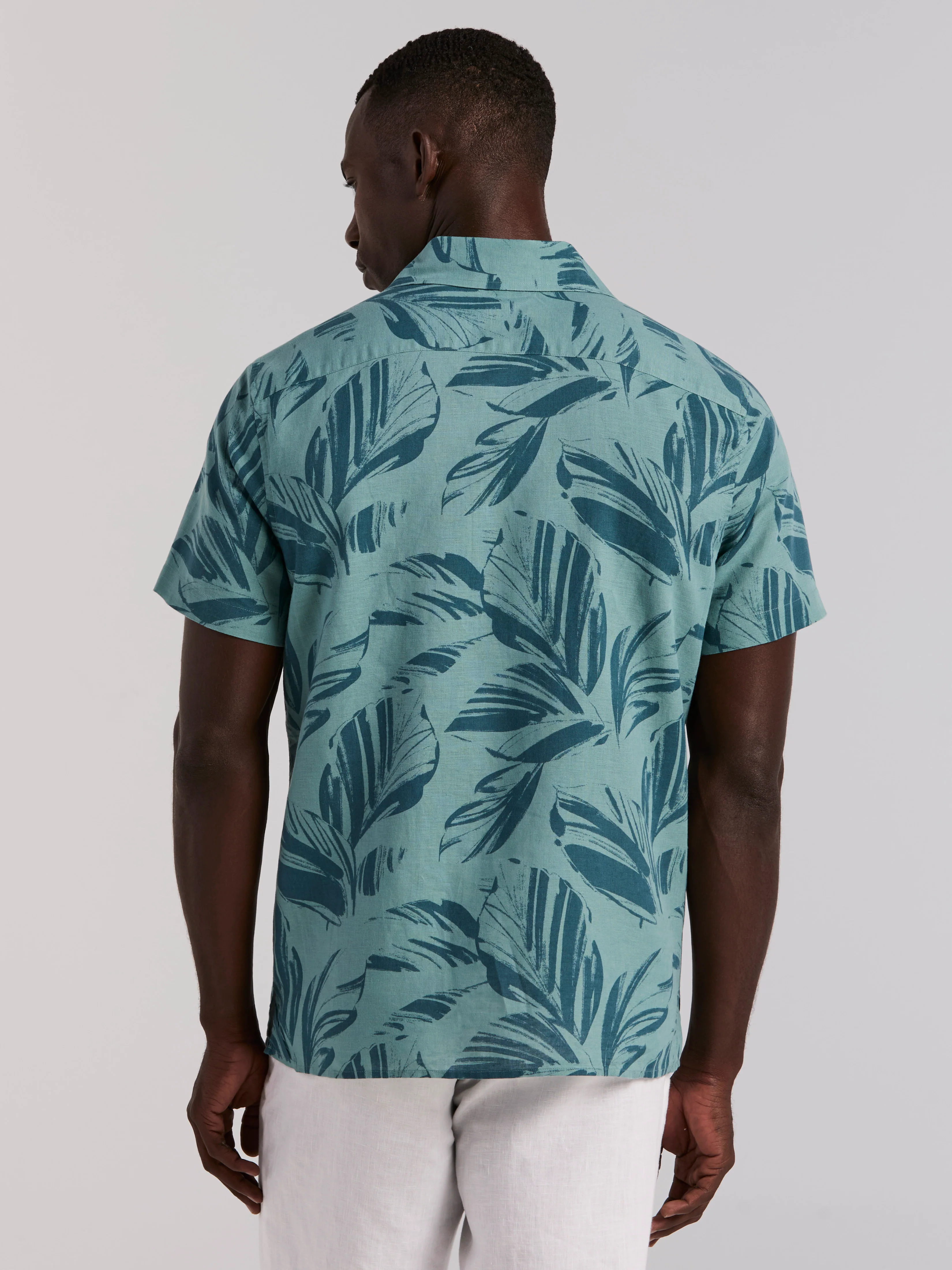 Leaf Print Camp Collar Shirt - Image 8