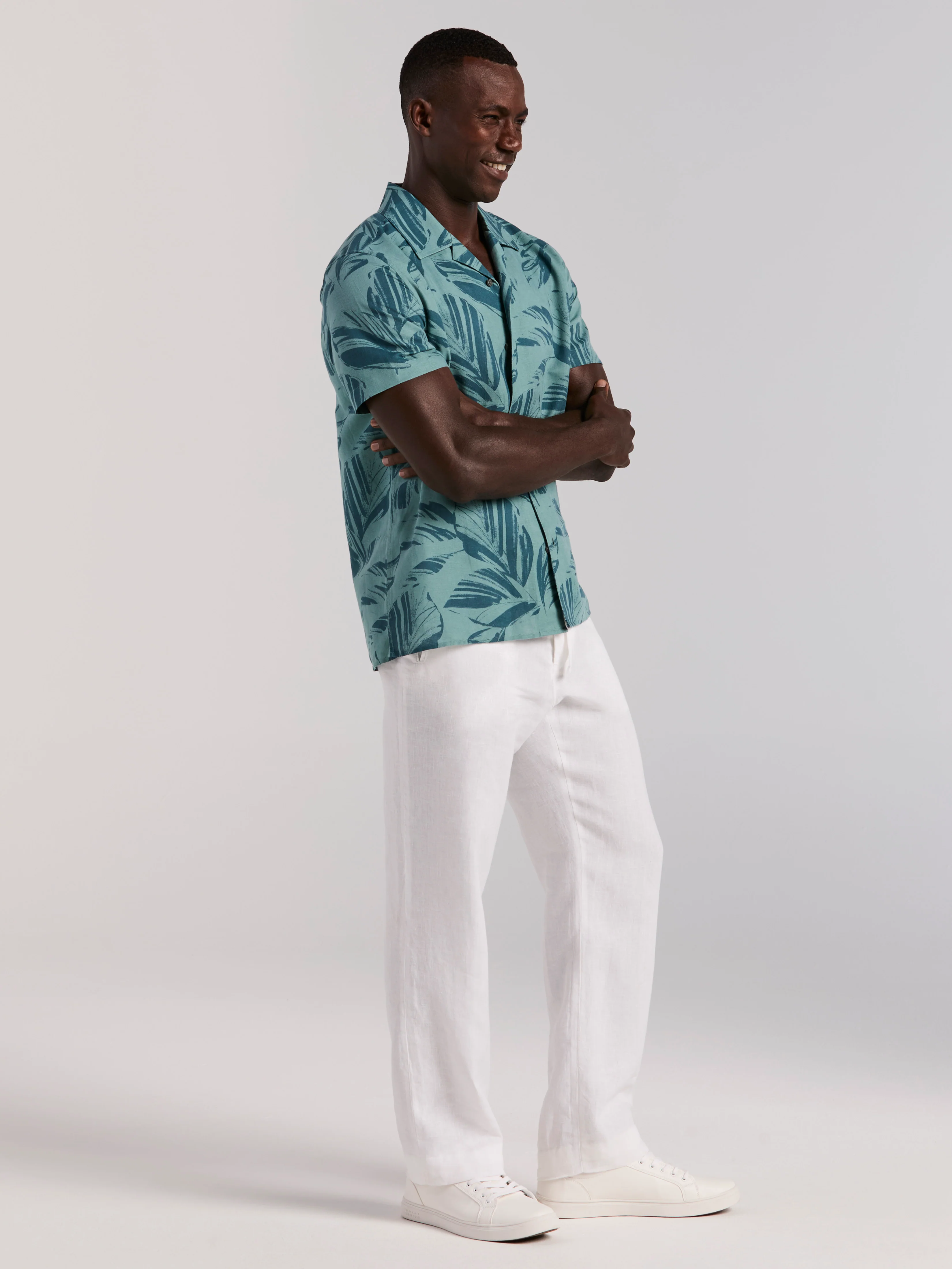 Leaf Print Camp Collar Shirt - Image 9