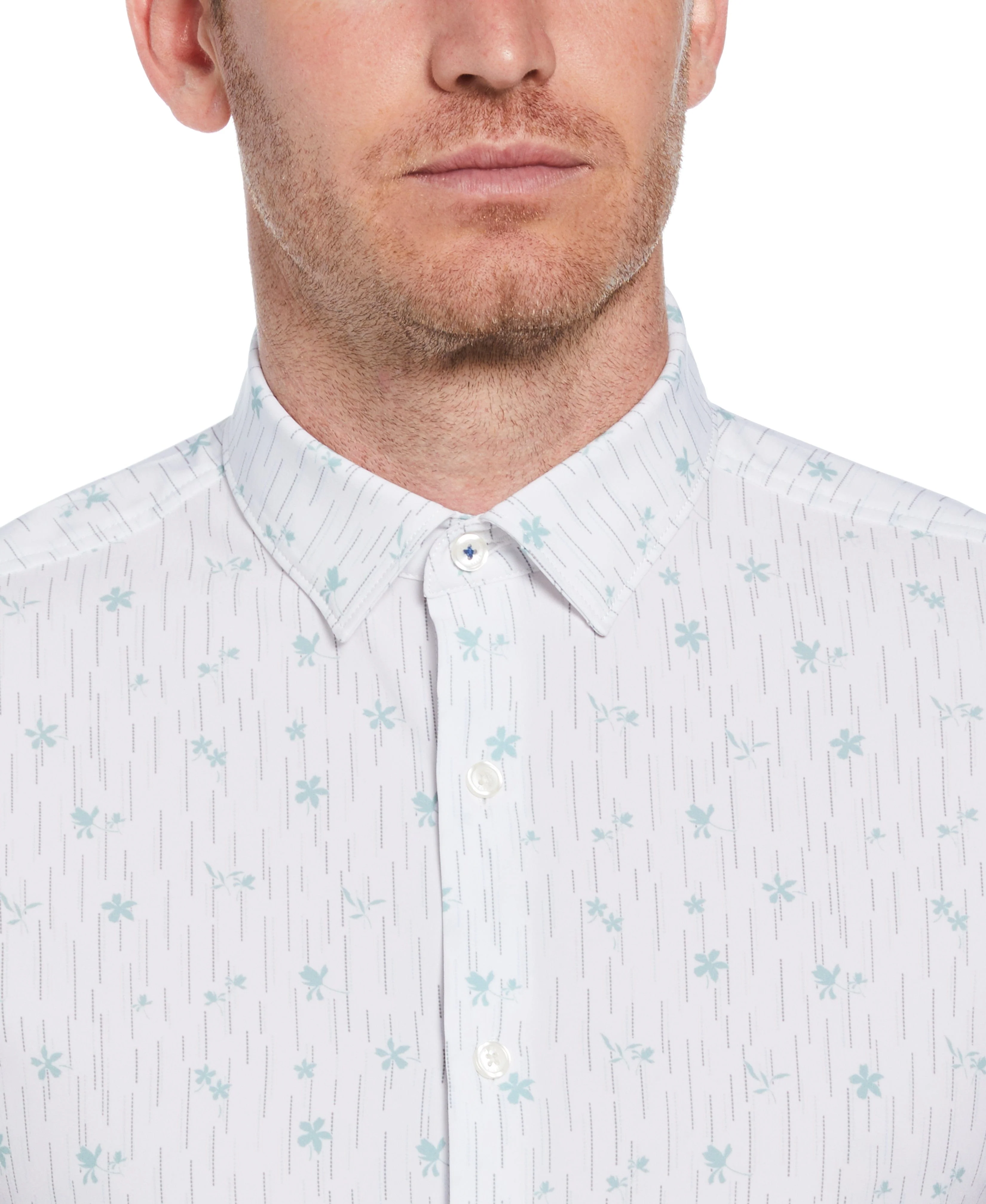 Slim Fit Line Floral Print Shirt - Image 3