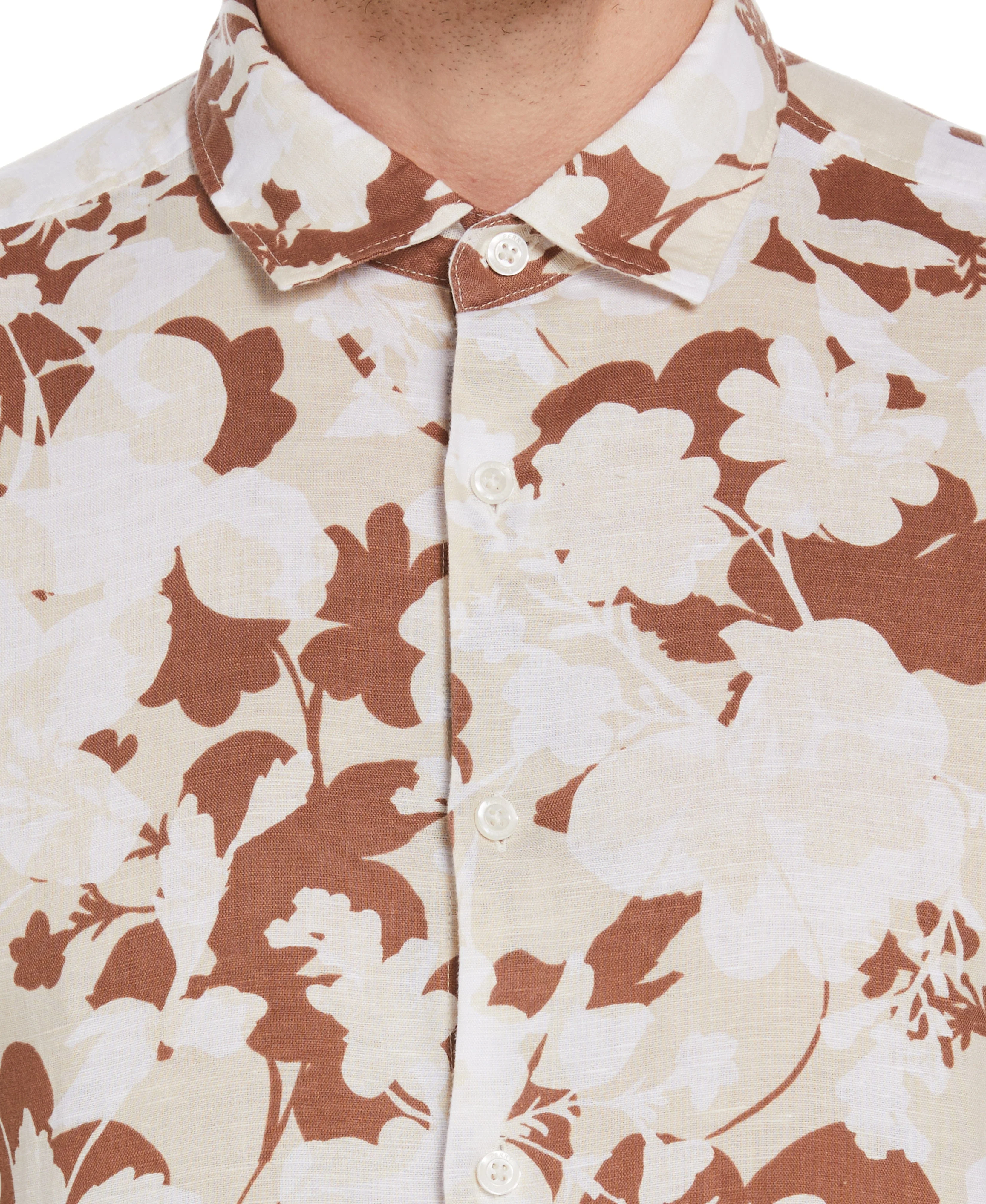 Linen Blend Floral Print Shirt - Image 3