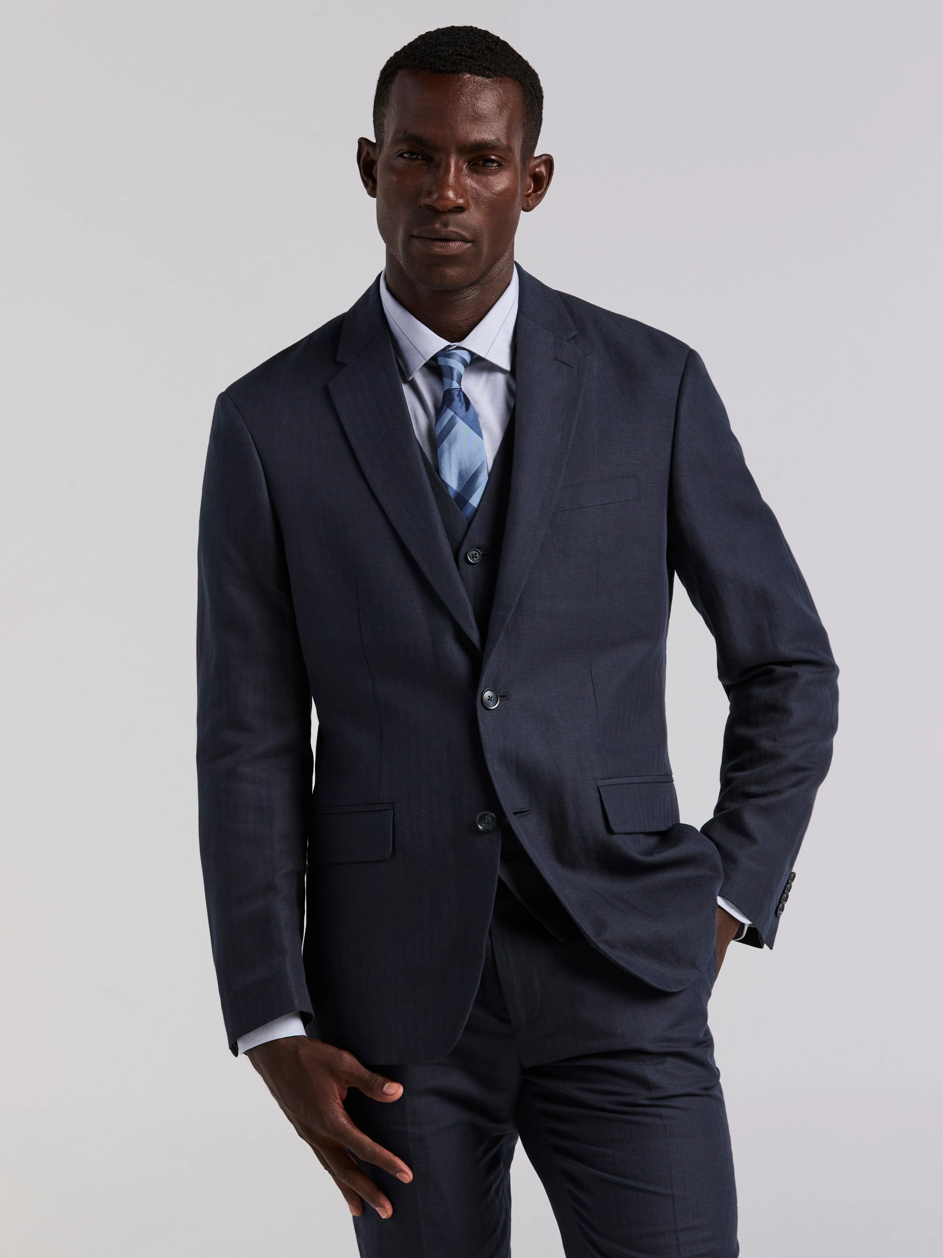 Linen Blend Herringbone Suit - Image 4