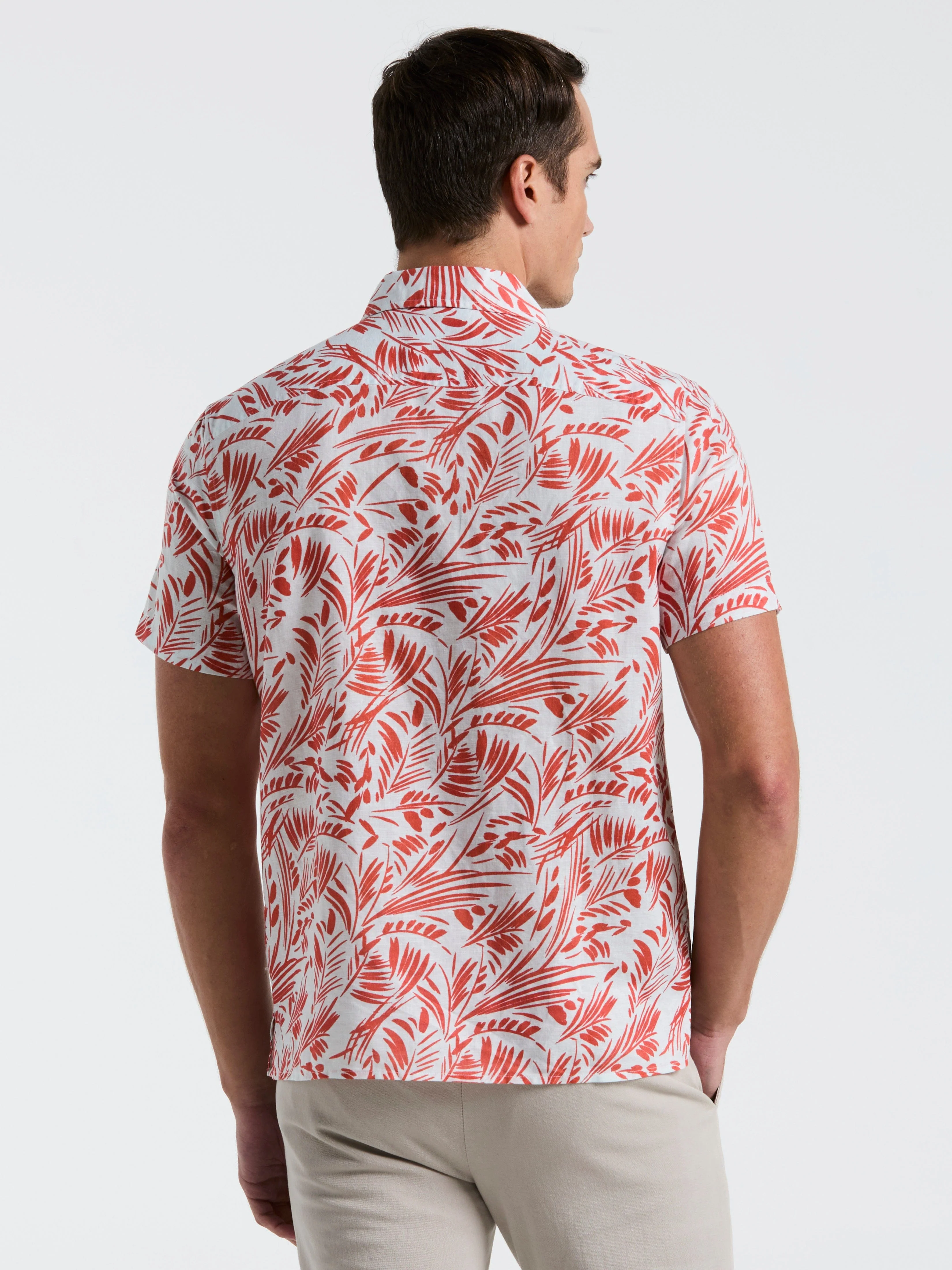 Linen Abstract Leaf Print Shirt - Image 2