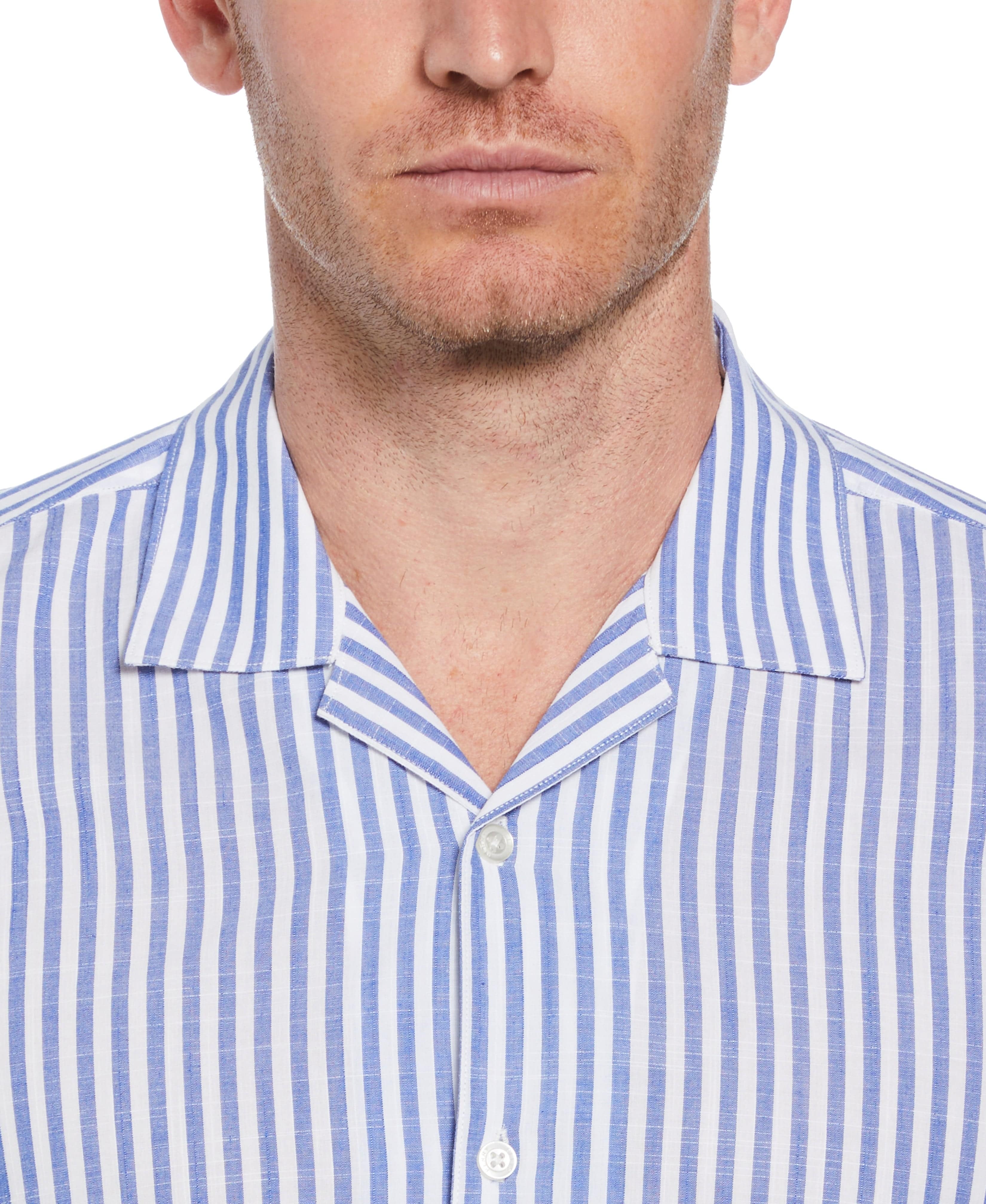 Slim Fit Linen-Like Thin Stripe Print Shirt - Image 3