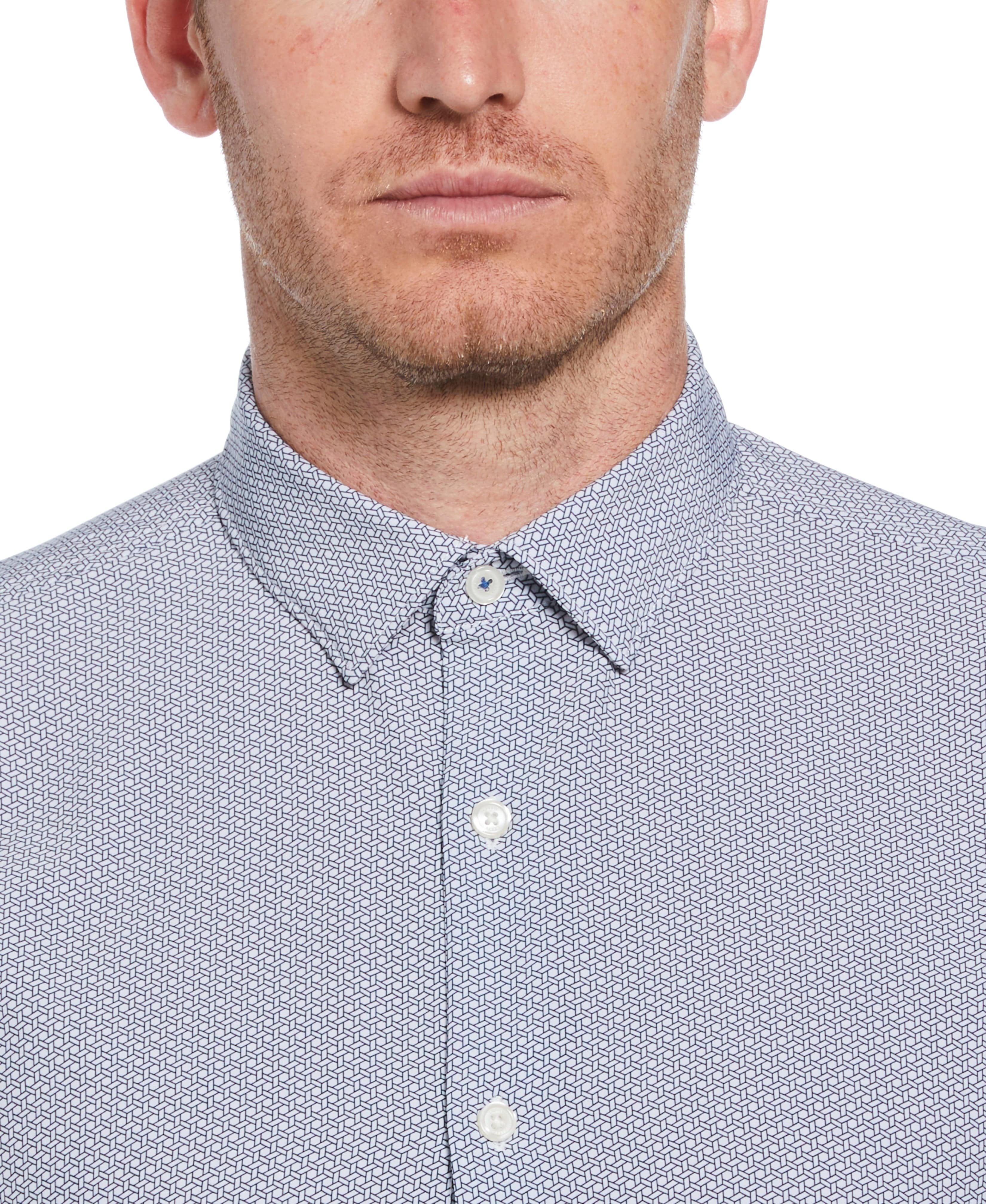 Slim Fit Button-Down Geo Print Shirt - Image 3