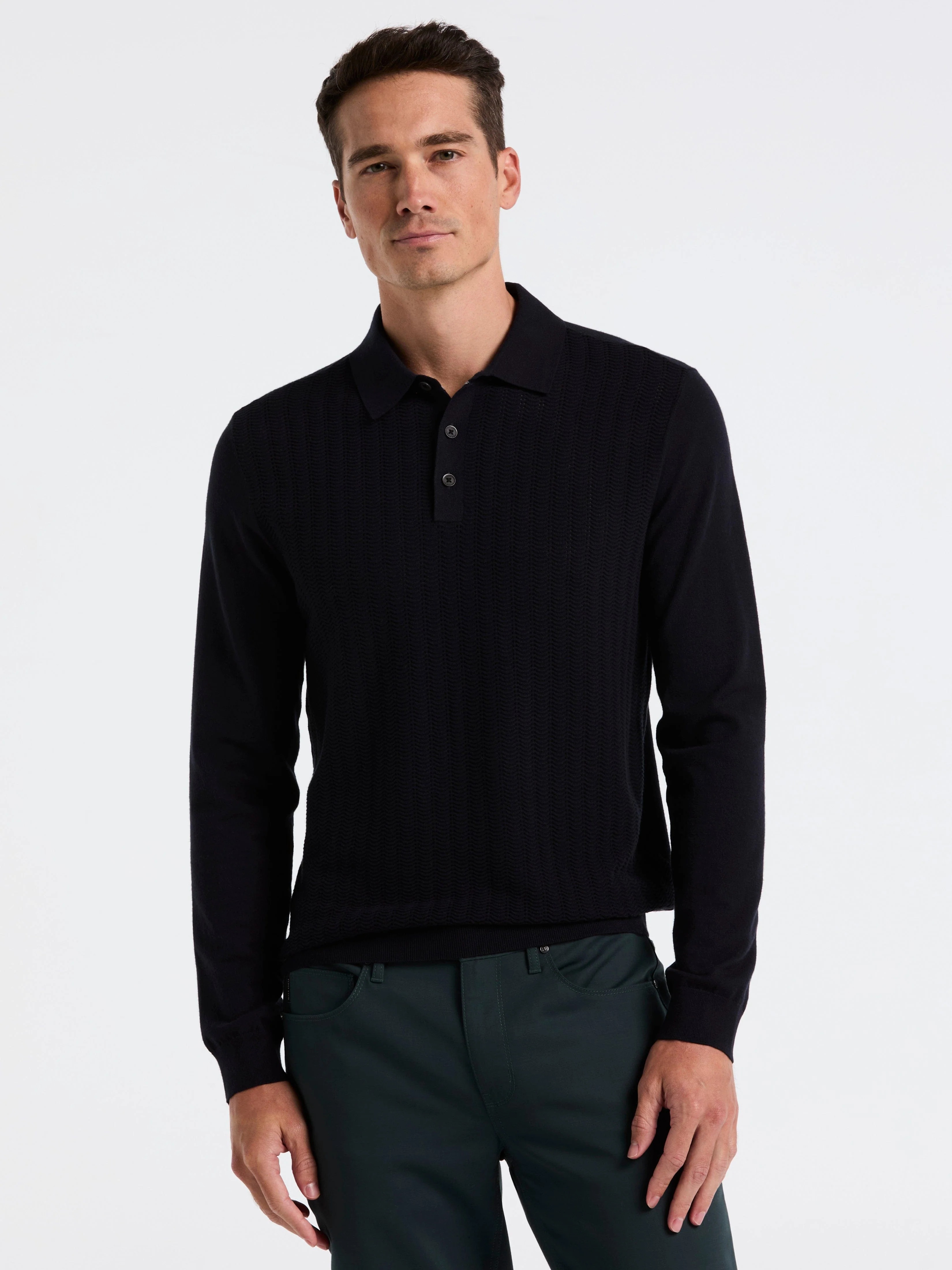 Textured Front Polo Sweater - Image 5
