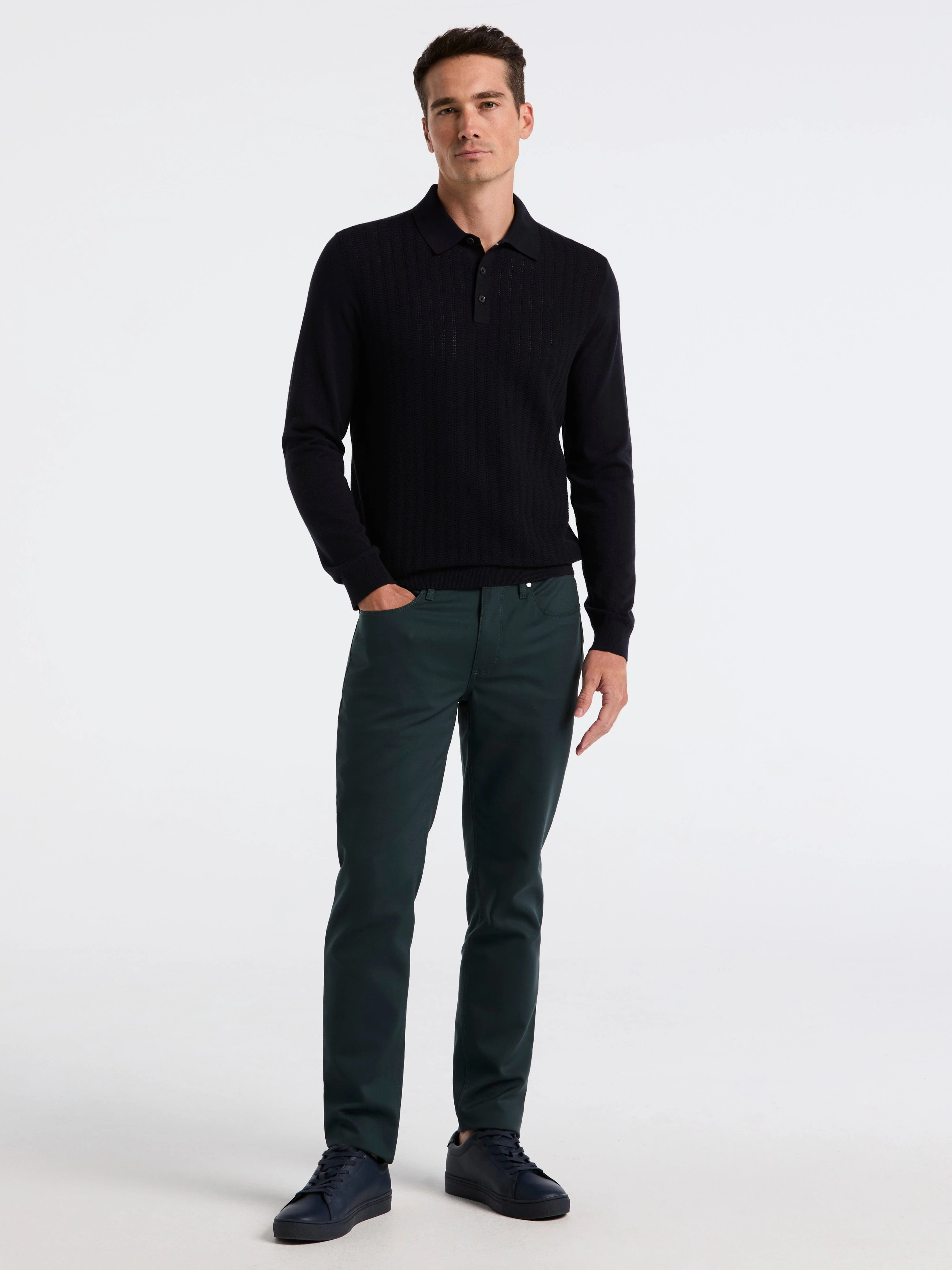 Textured Front Polo Sweater - Image 8