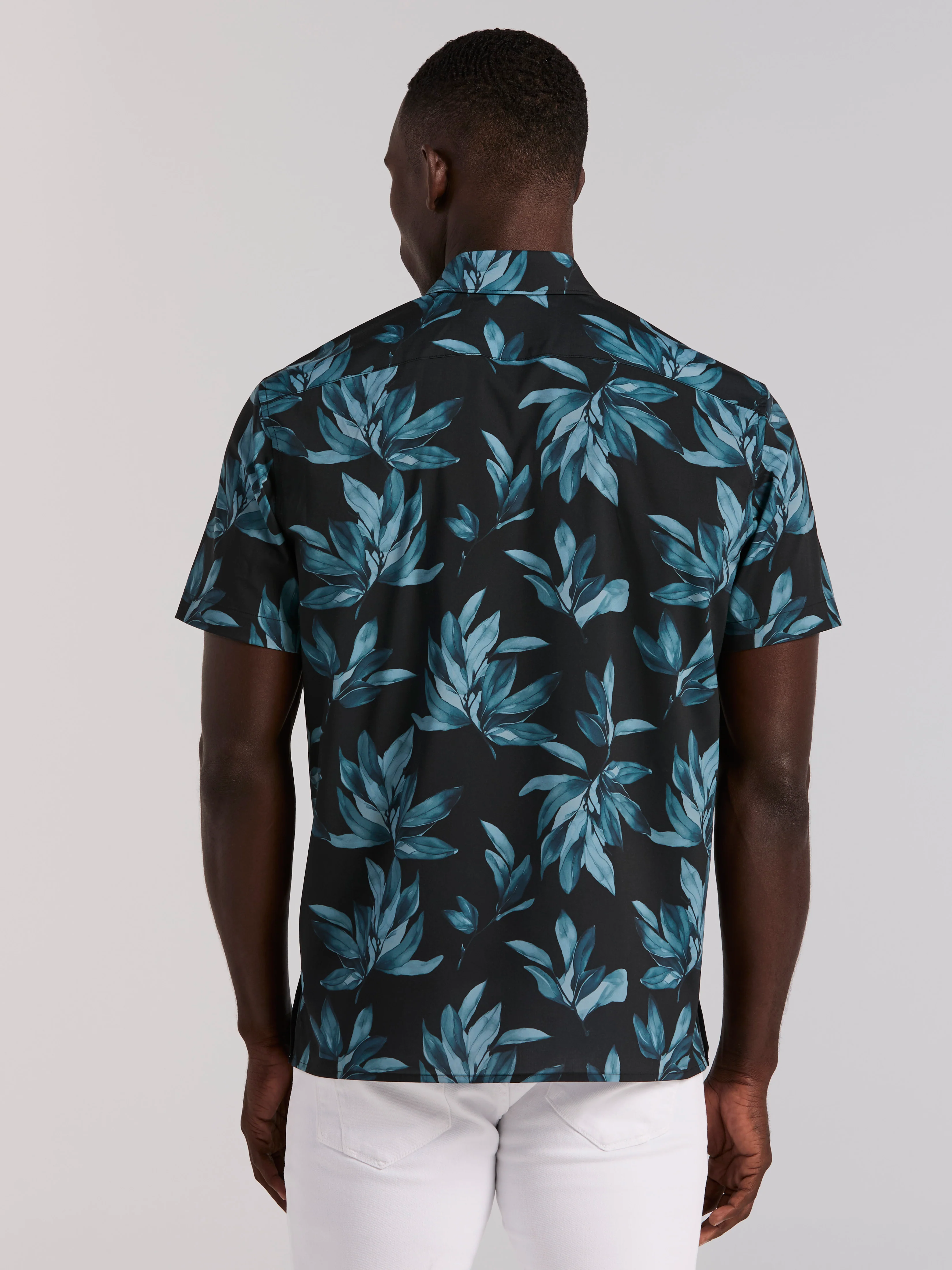 Magnolia Leaf Print Total Stretch Shirt - Image 3