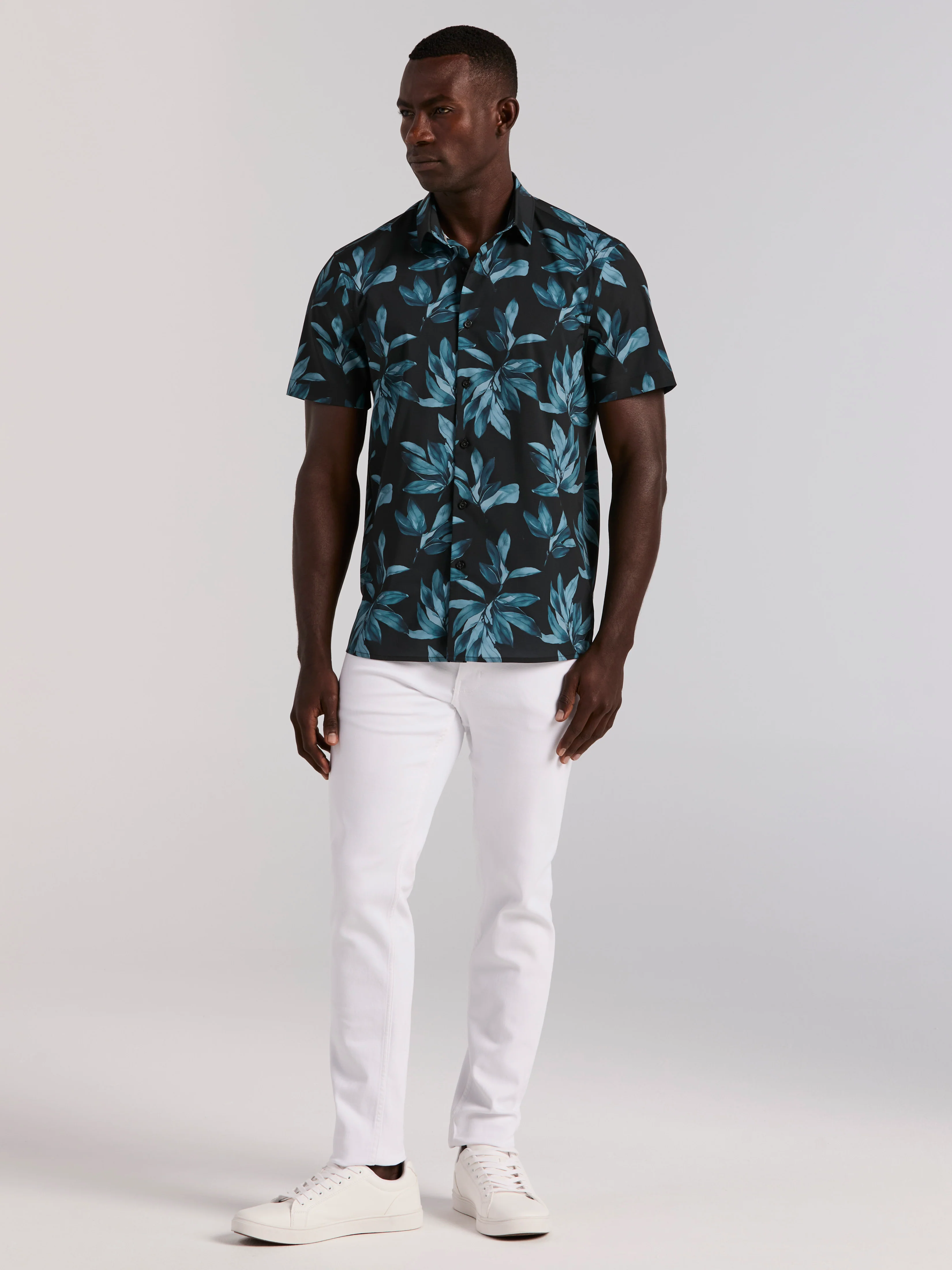 Magnolia Leaf Print Total Stretch Shirt - Image 4