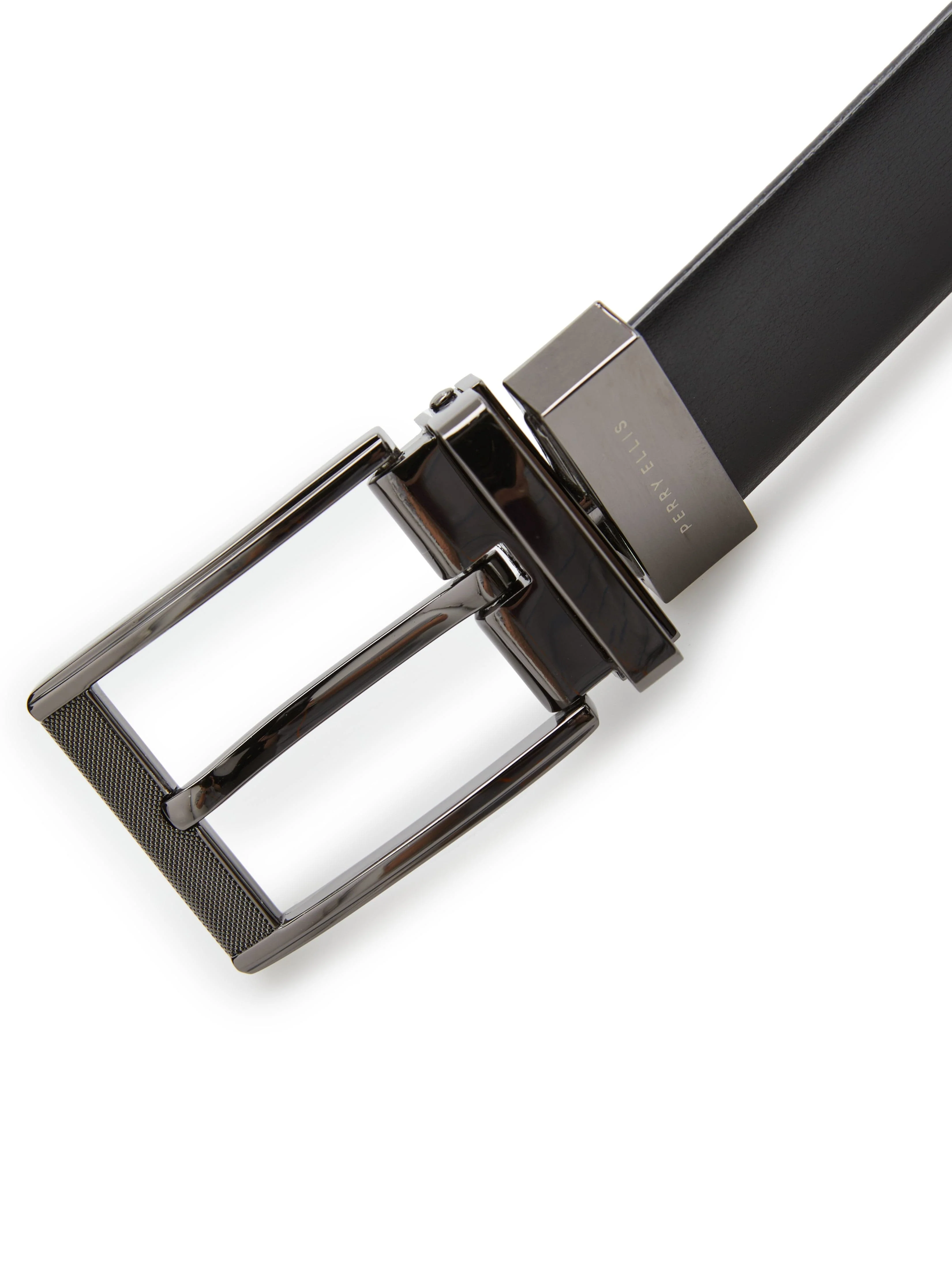 Mesh Buckle Reversible Leather Belt - Image 3
