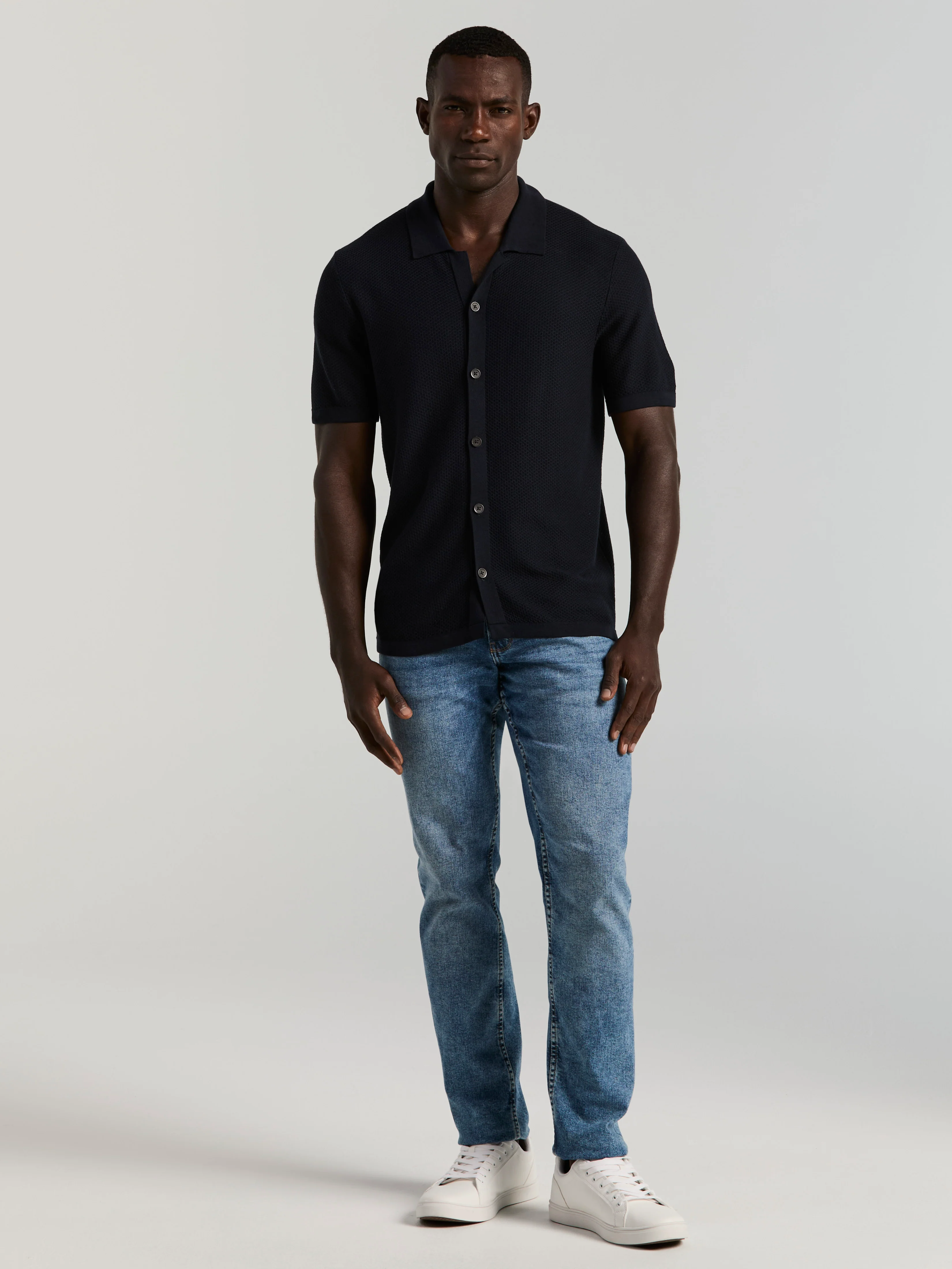 Short Sleeve Button Front Sweater - Image 4