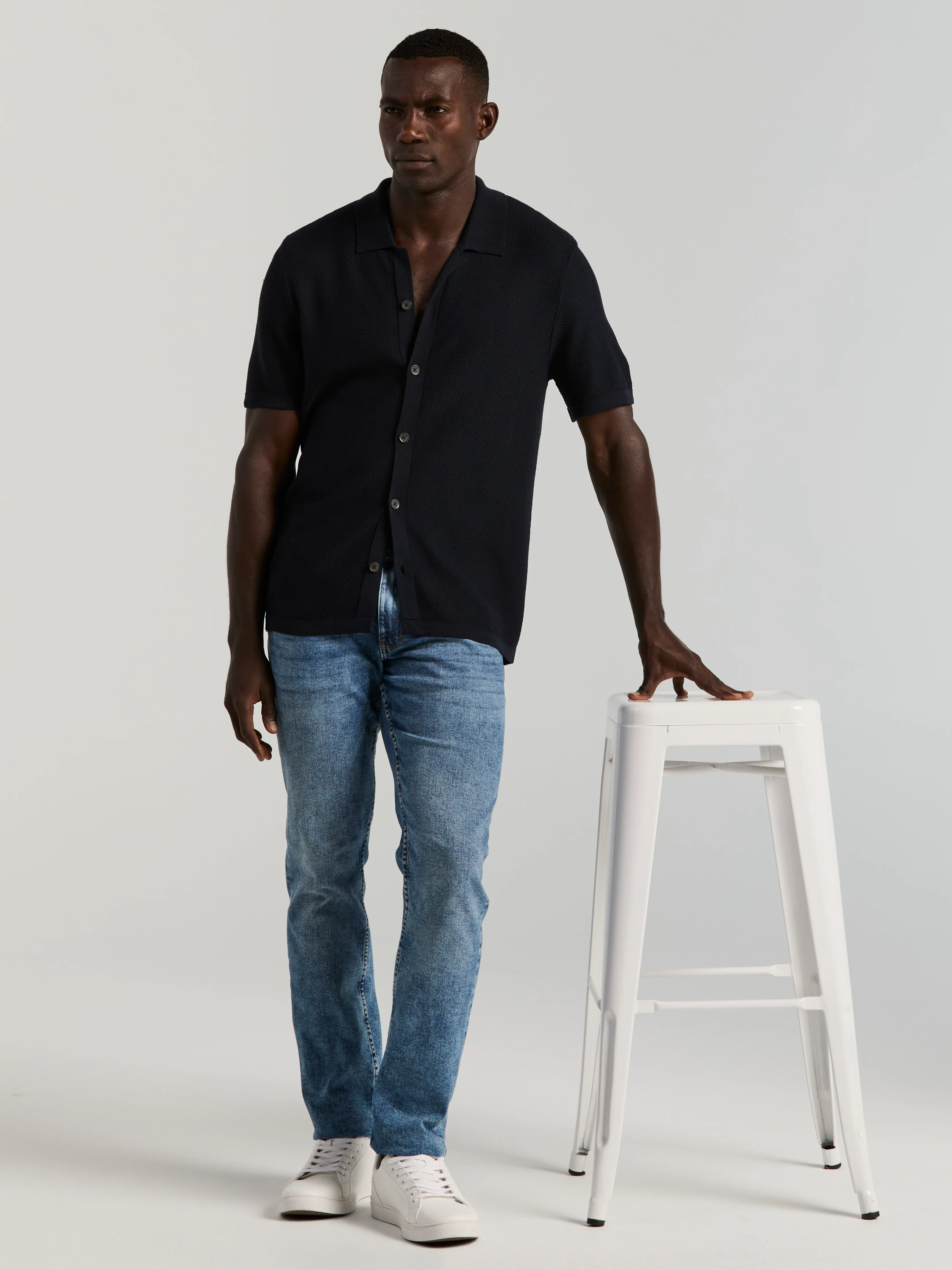 Short Sleeve Button Front Sweater - Image 5