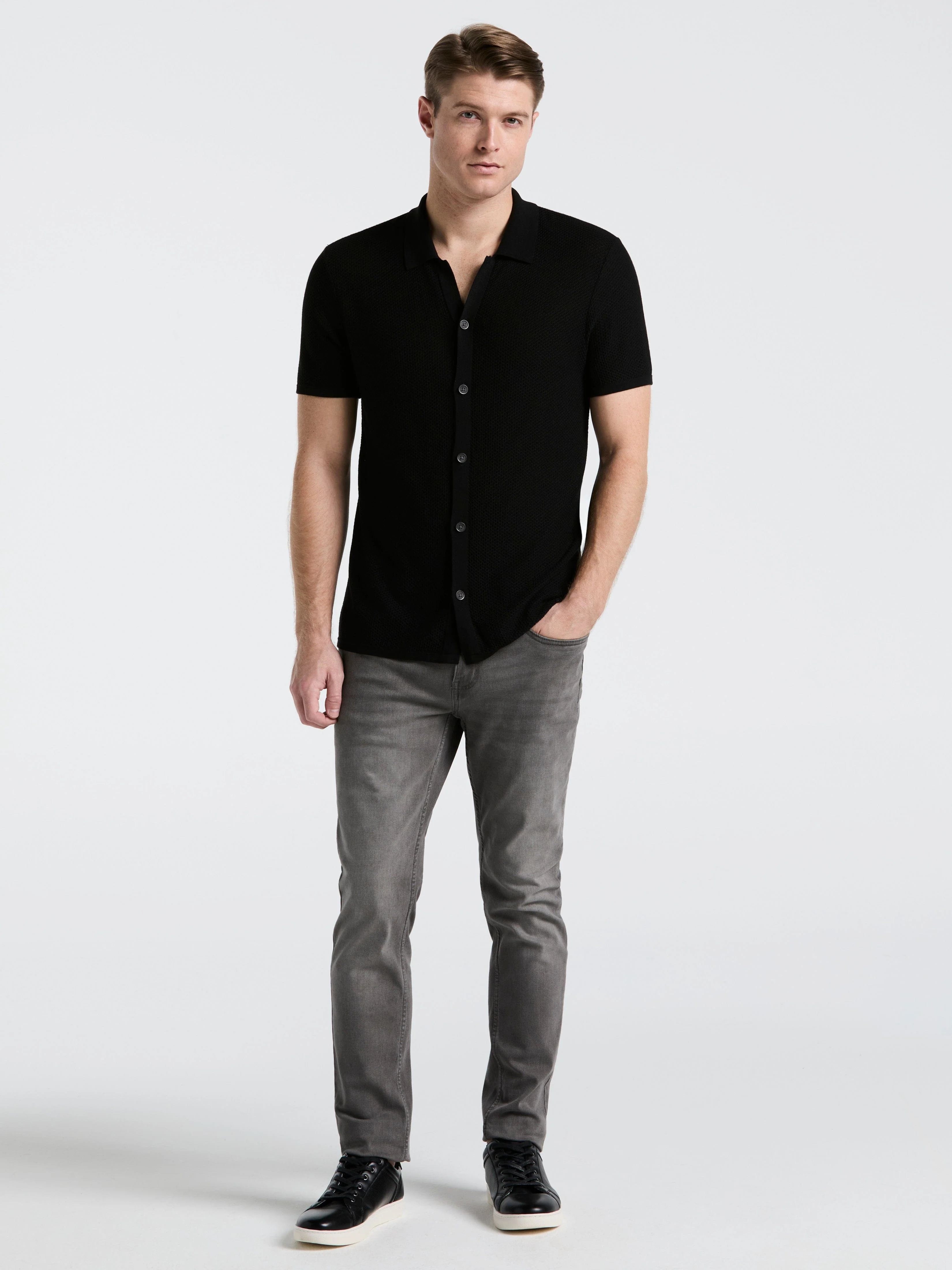Short Sleeve Button Front Sweater - Image 10
