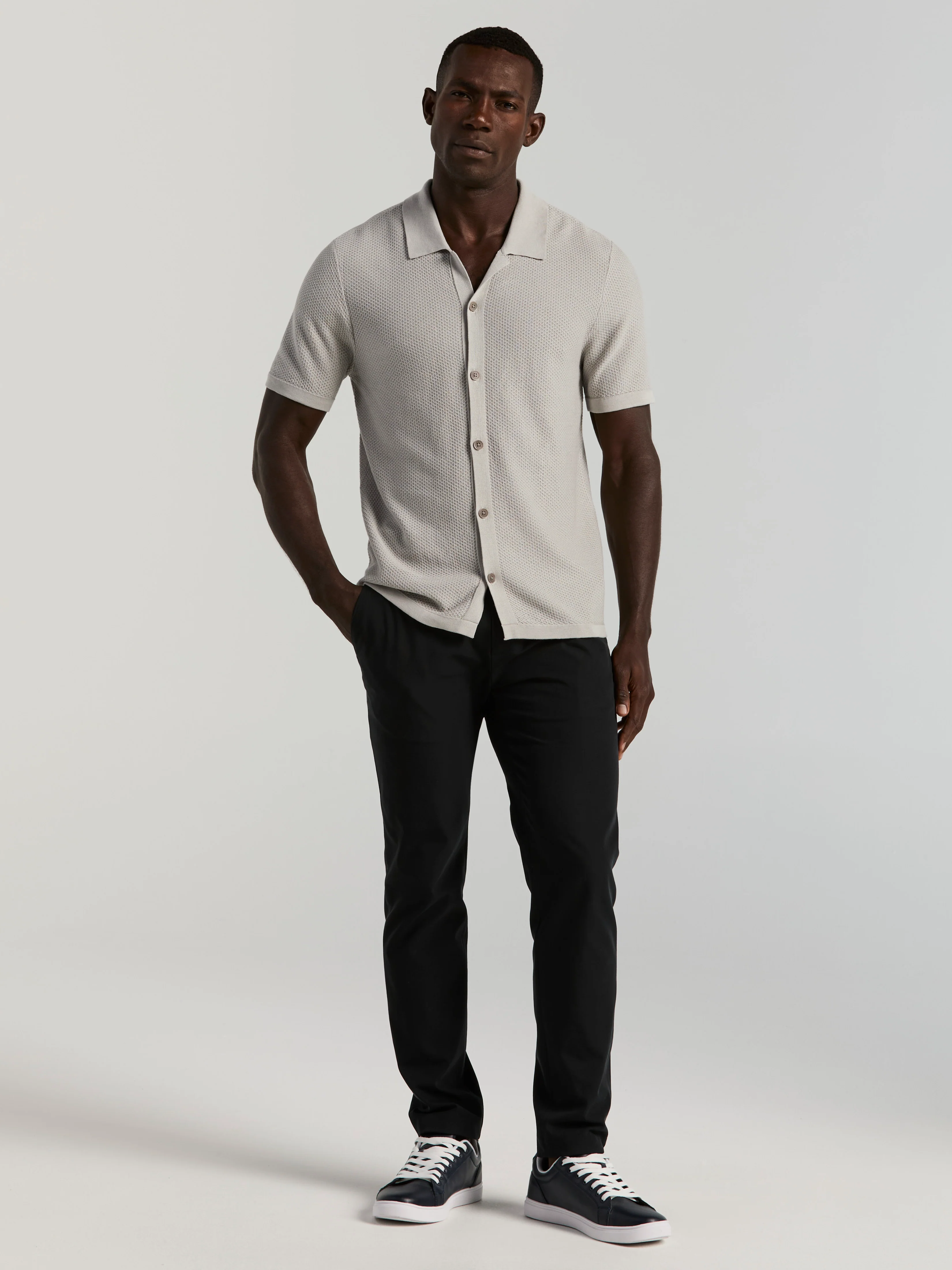 Short Sleeve Button Front Sweater - Image 4