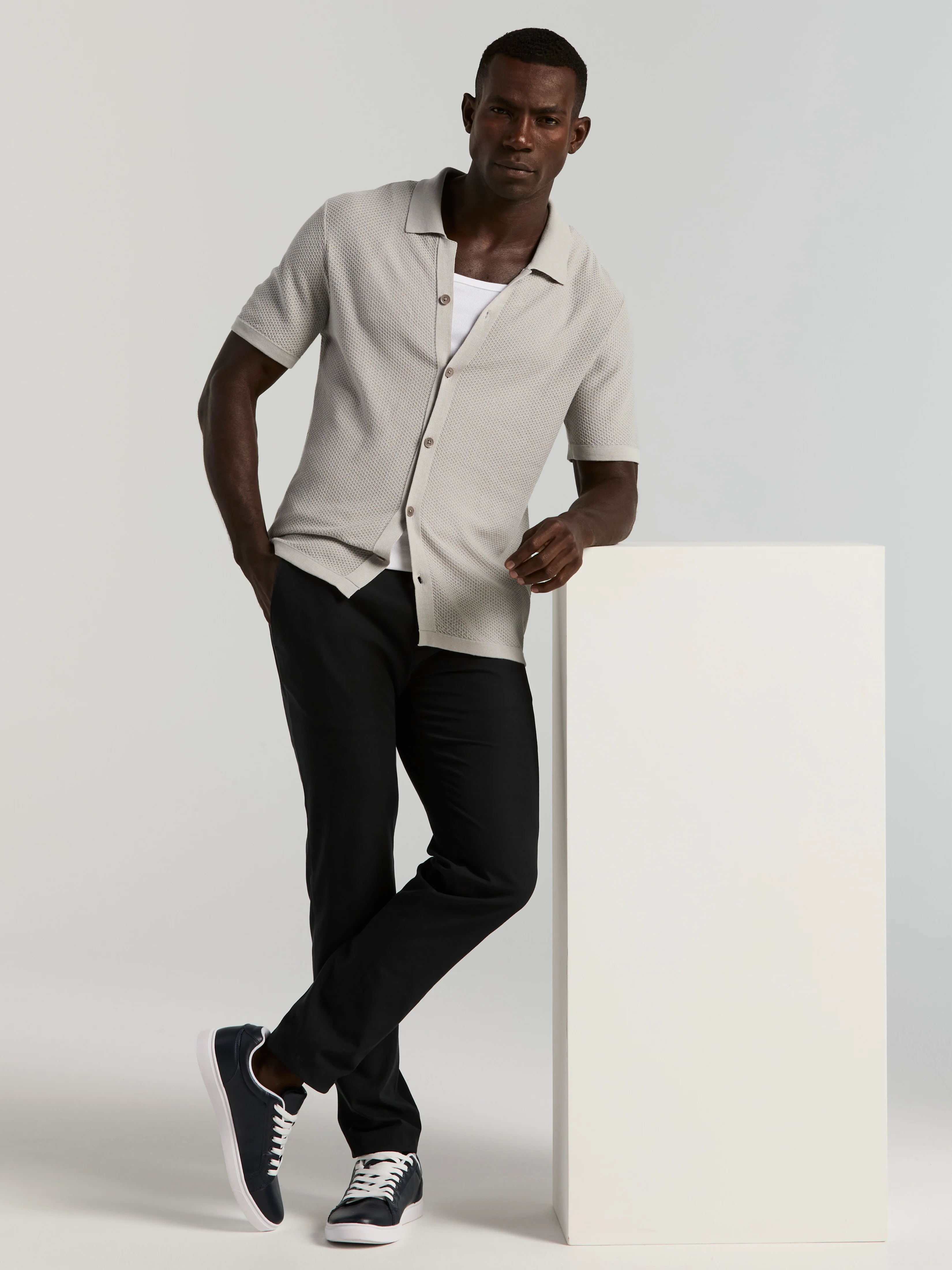 Short Sleeve Button Front Sweater - Image 5