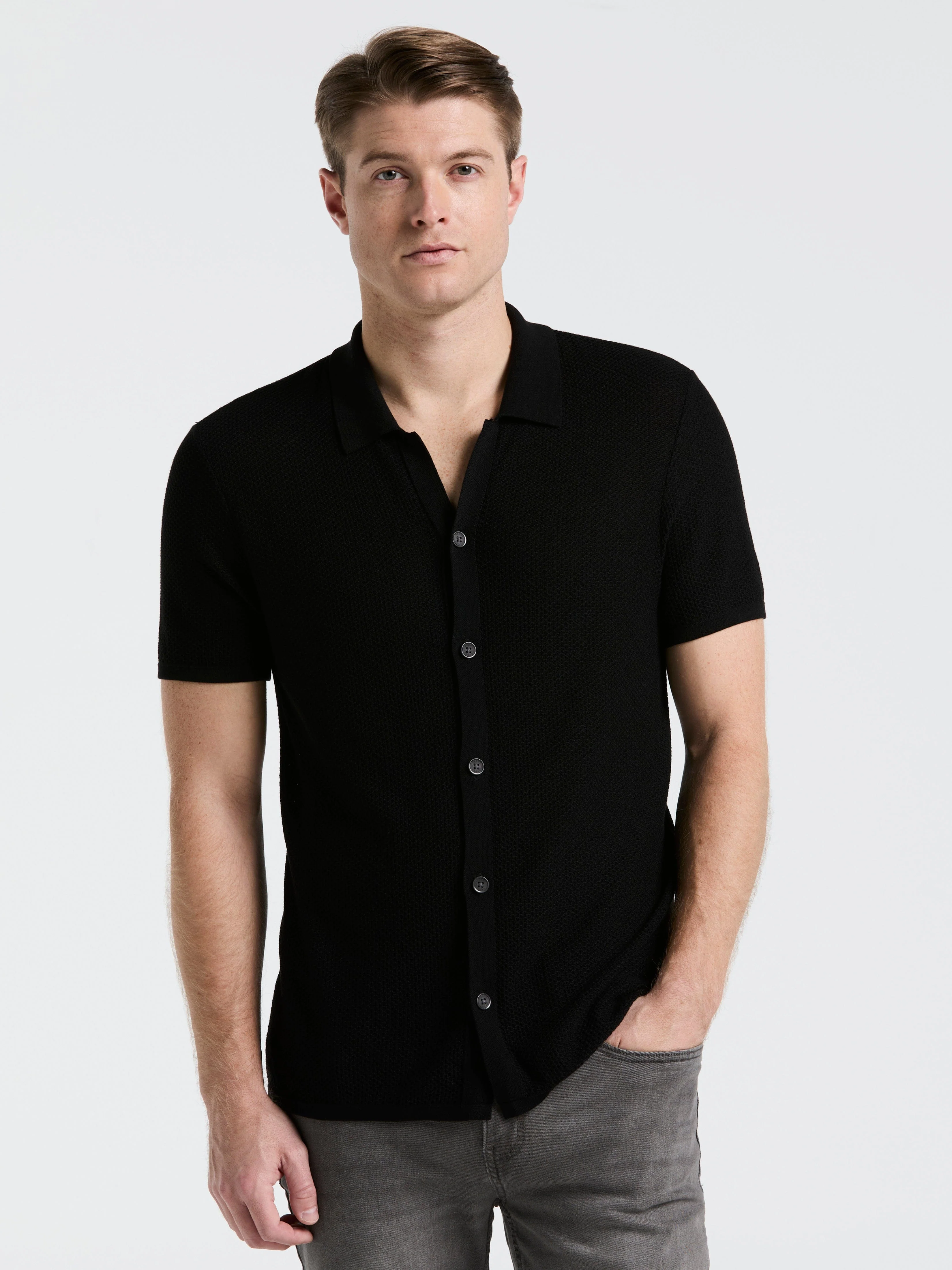 Short Sleeve Button Front Sweater - Image 7