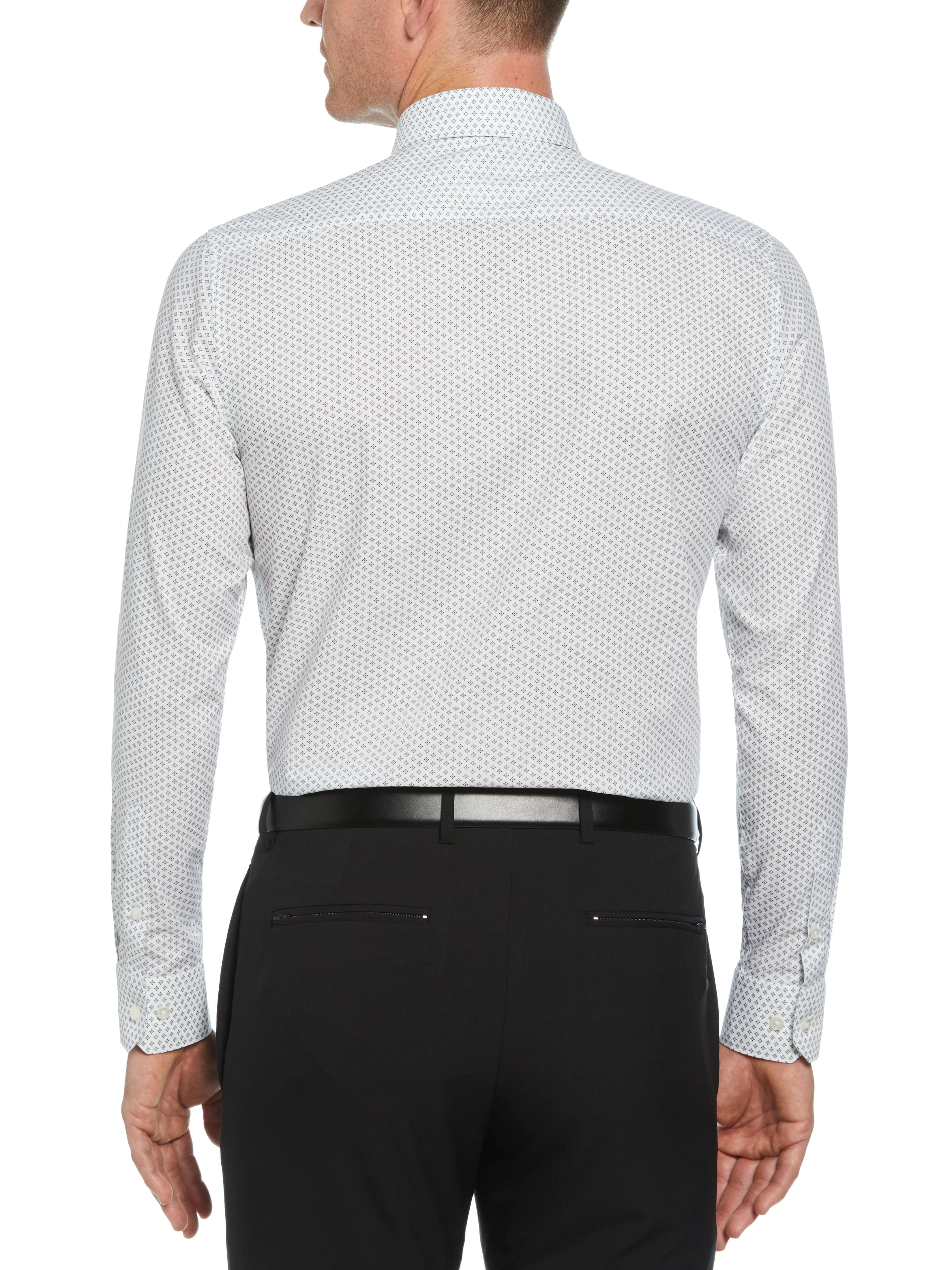 Slim Fit Button-Down Mini Geo Pattern Dress Shirt - Image 2