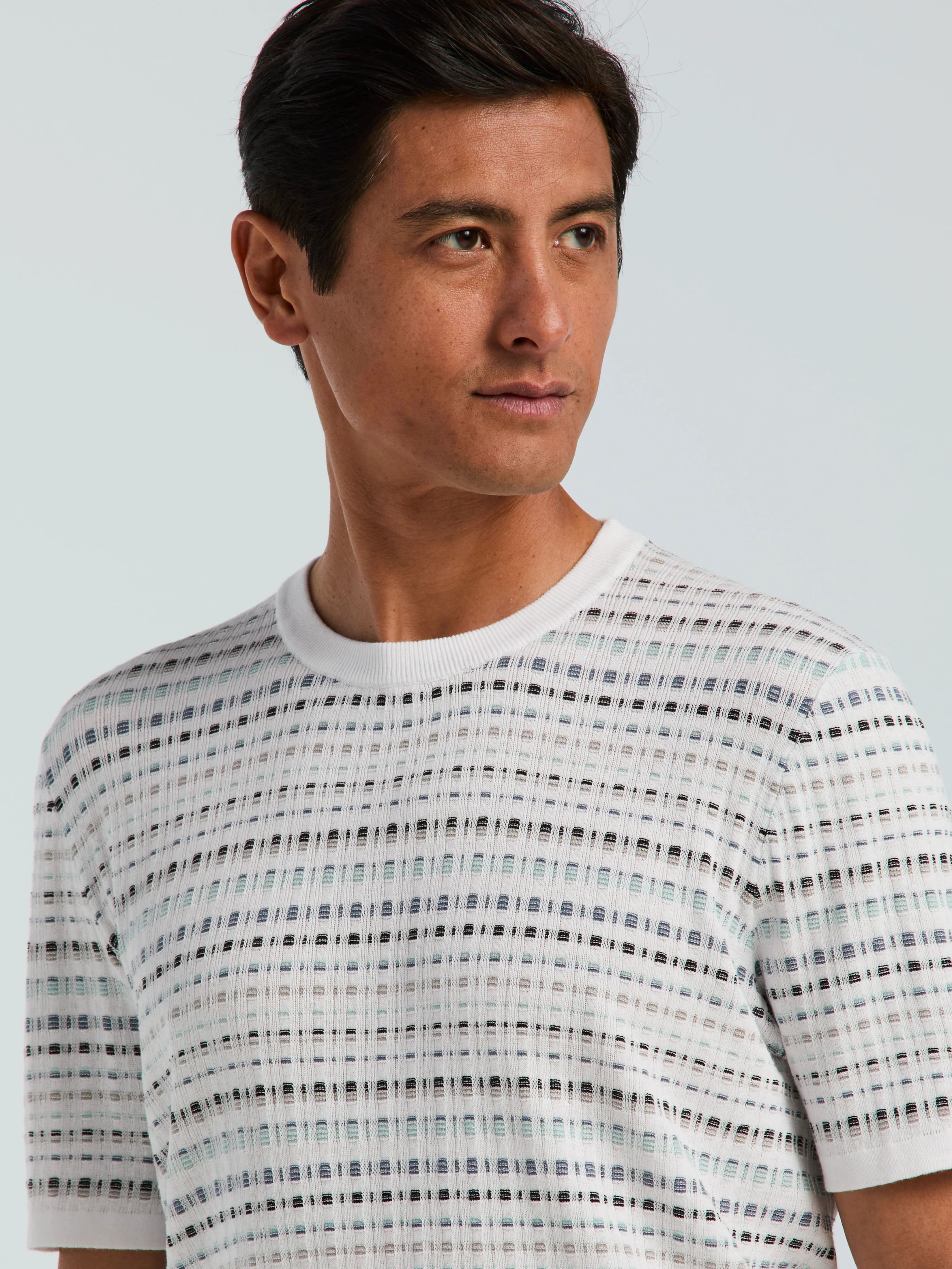 Multi Color Geometric Print Crew Sweater - Image 2