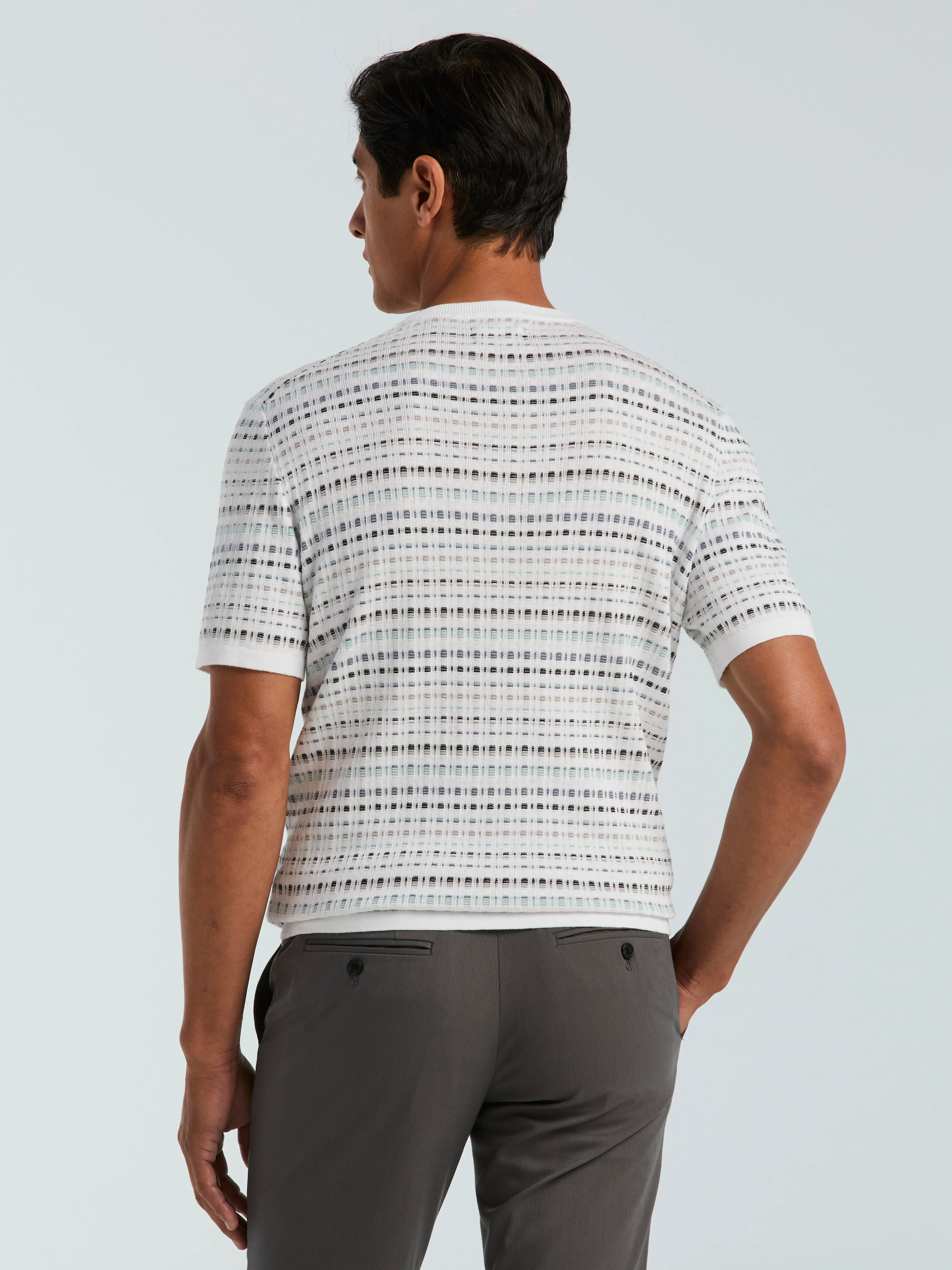 Multi Color Geometric Print Crew Sweater - Image 4