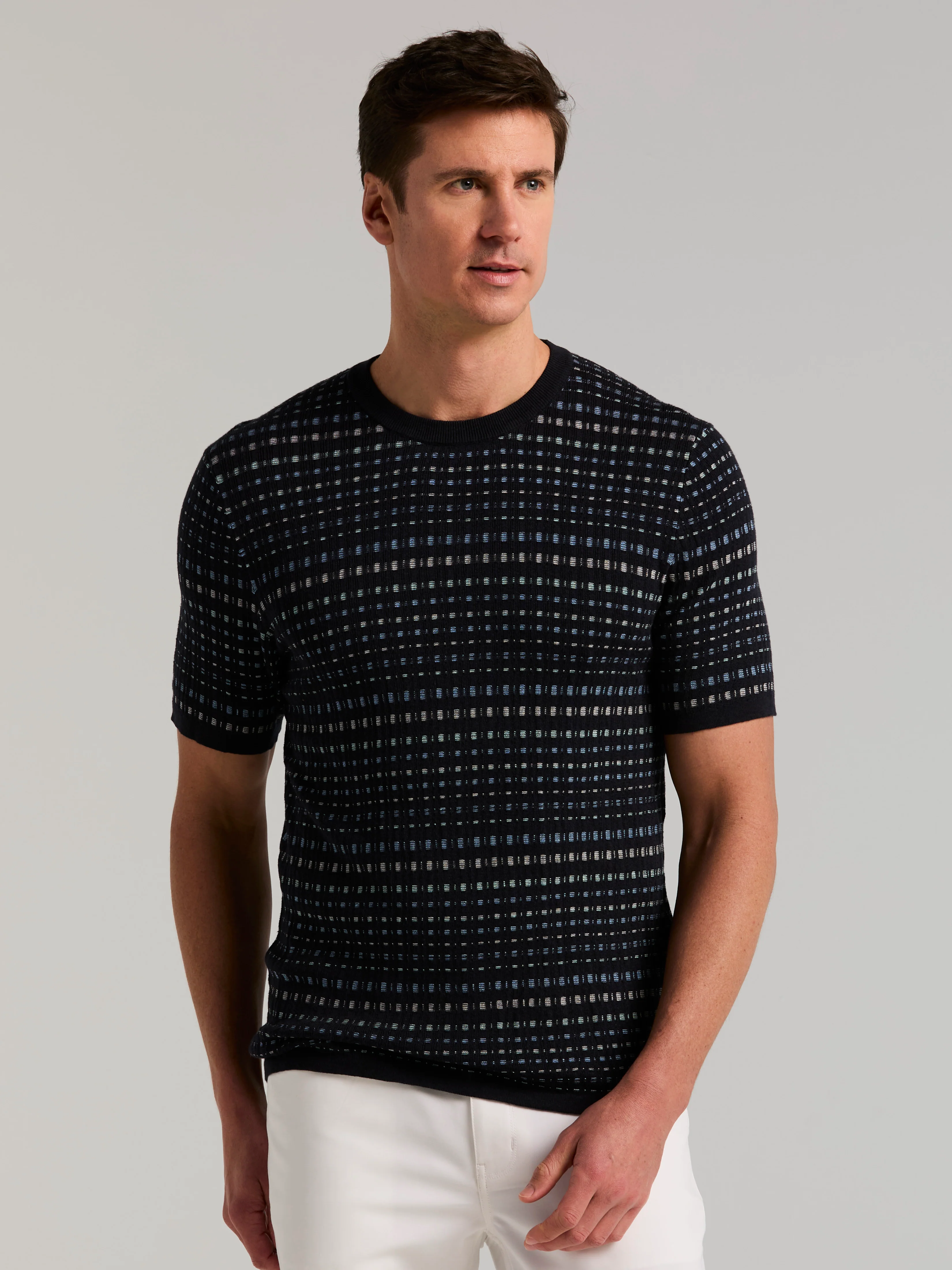 Multi Color Geometric Print Crew Sweater - Image 6