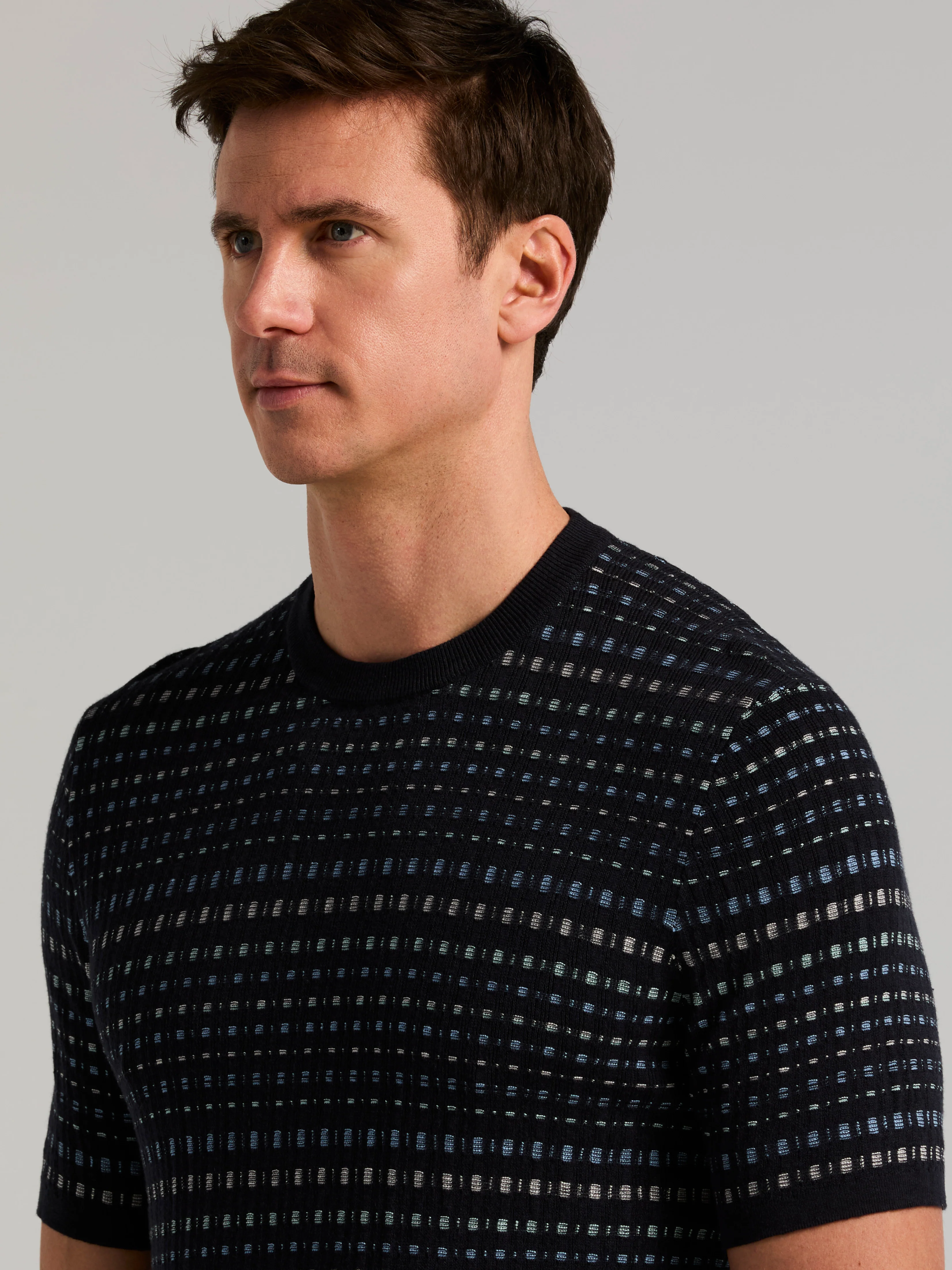 Multi Color Geometric Print Crew Sweater - Image 7