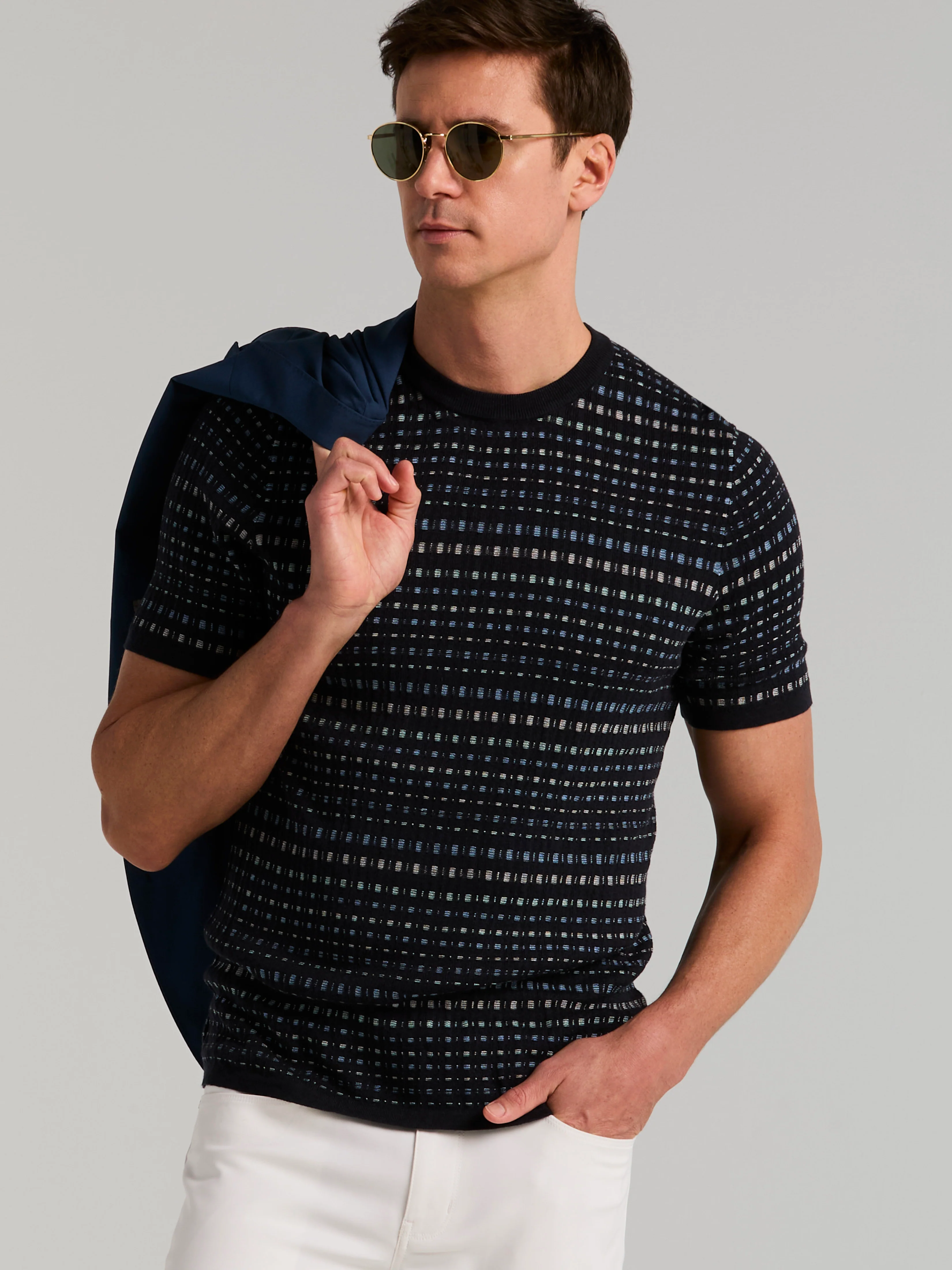 Multi Color Geometric Print Crew Sweater - Image 8