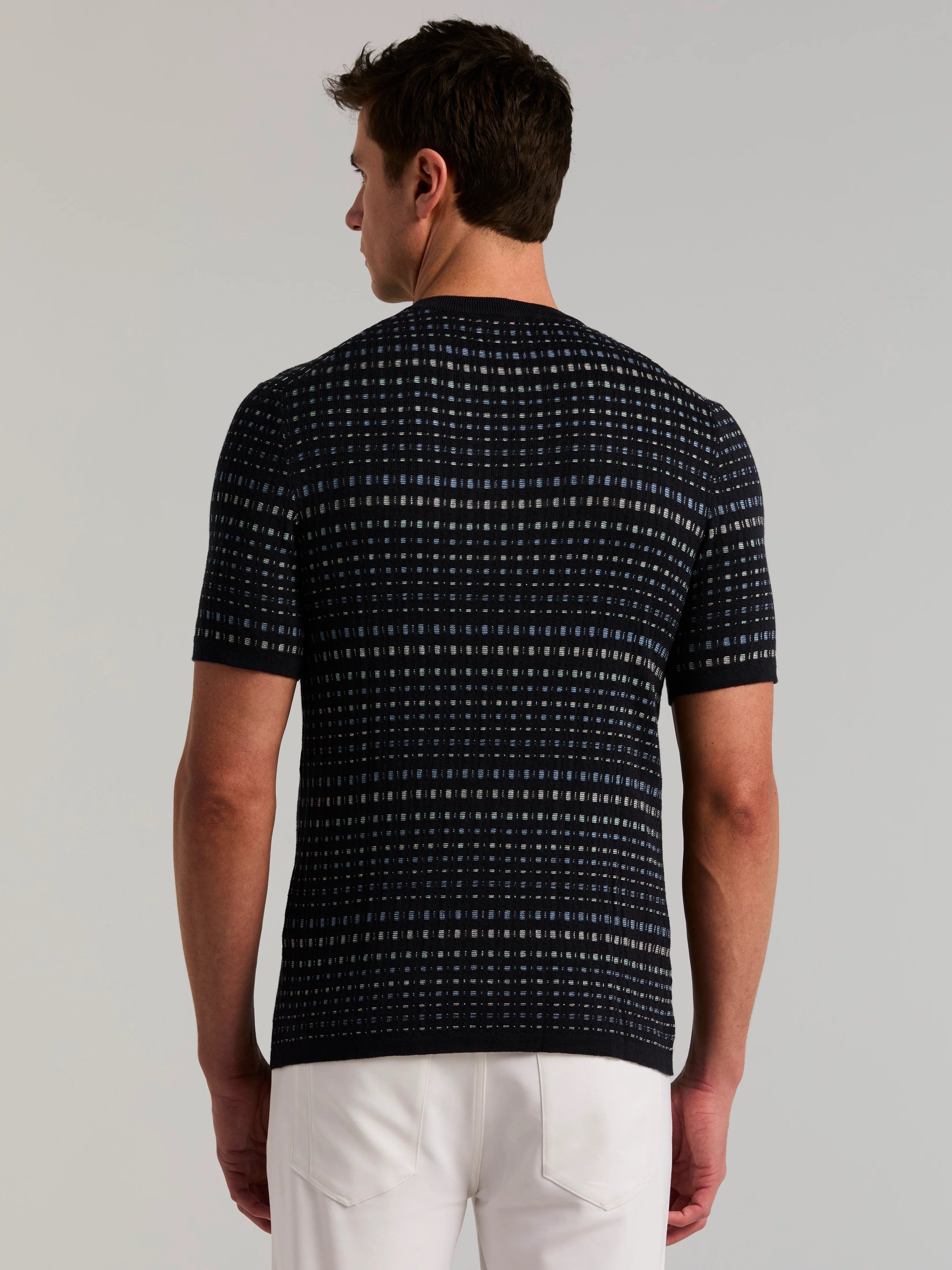 Multi Color Geometric Print Crew Sweater - Image 9