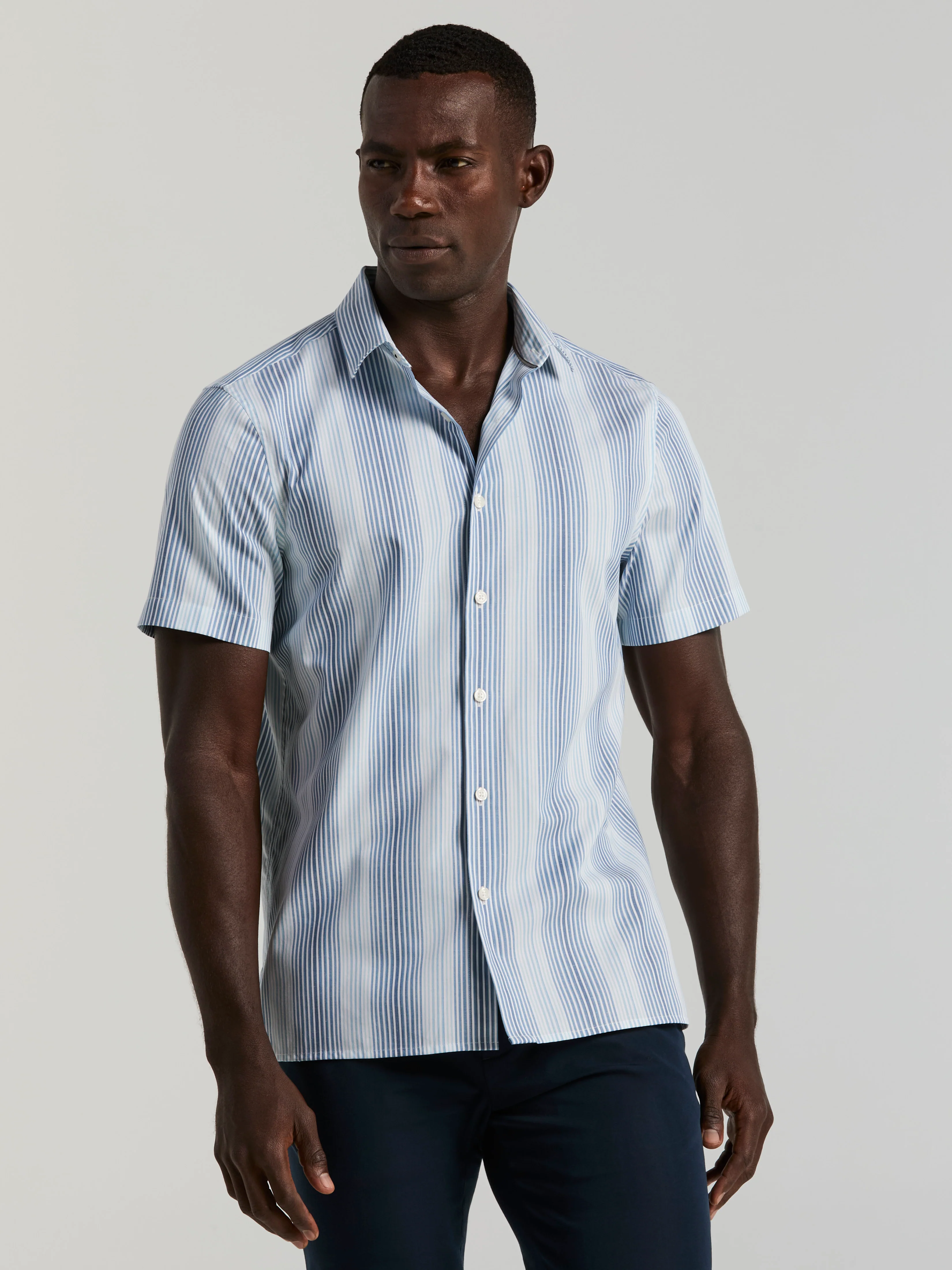 Multi Tonal Vertical Stripe Shirt