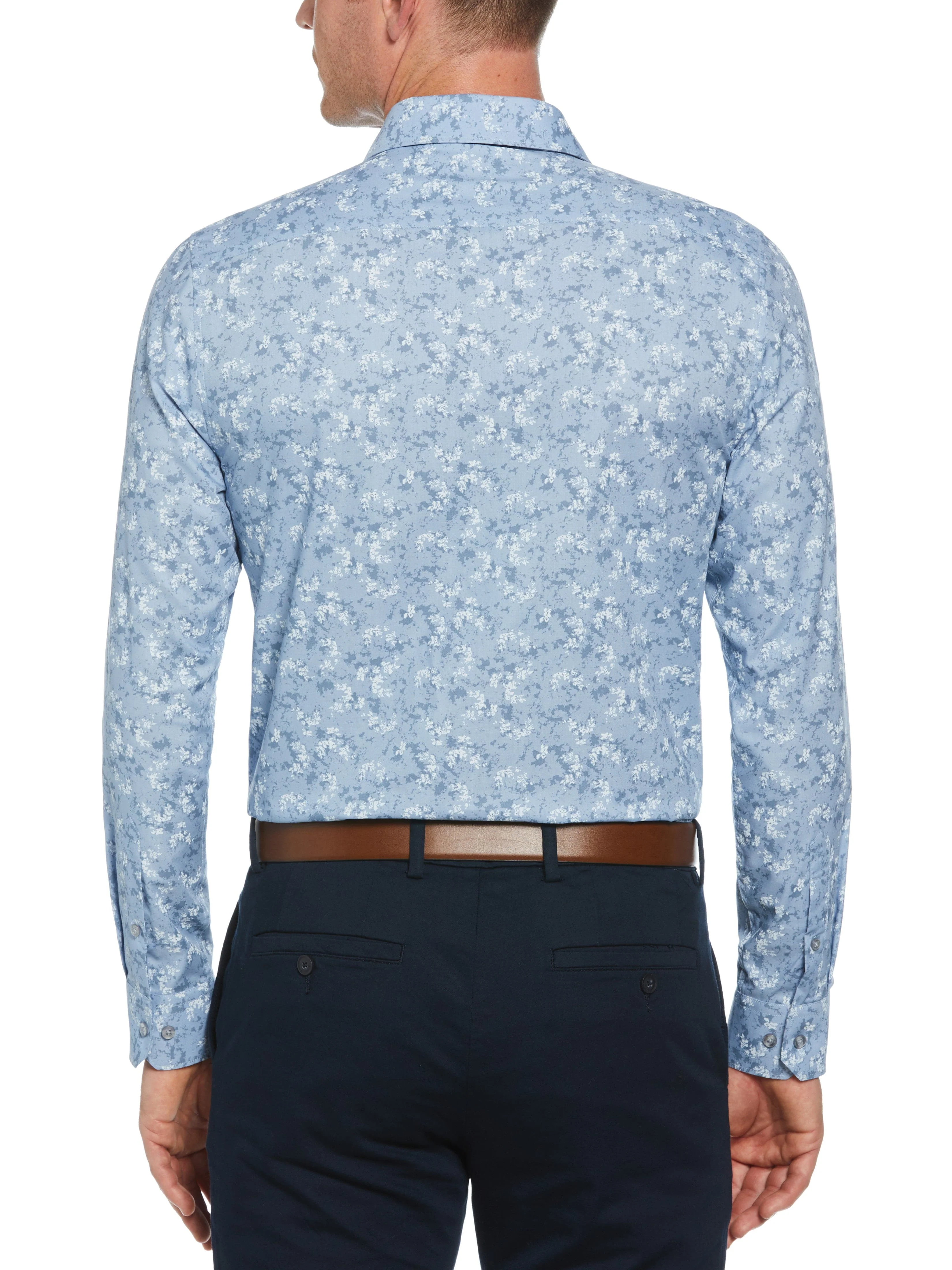 Slim Fit Button-Down Painterly Floral Print Dress Shirt - Image 2