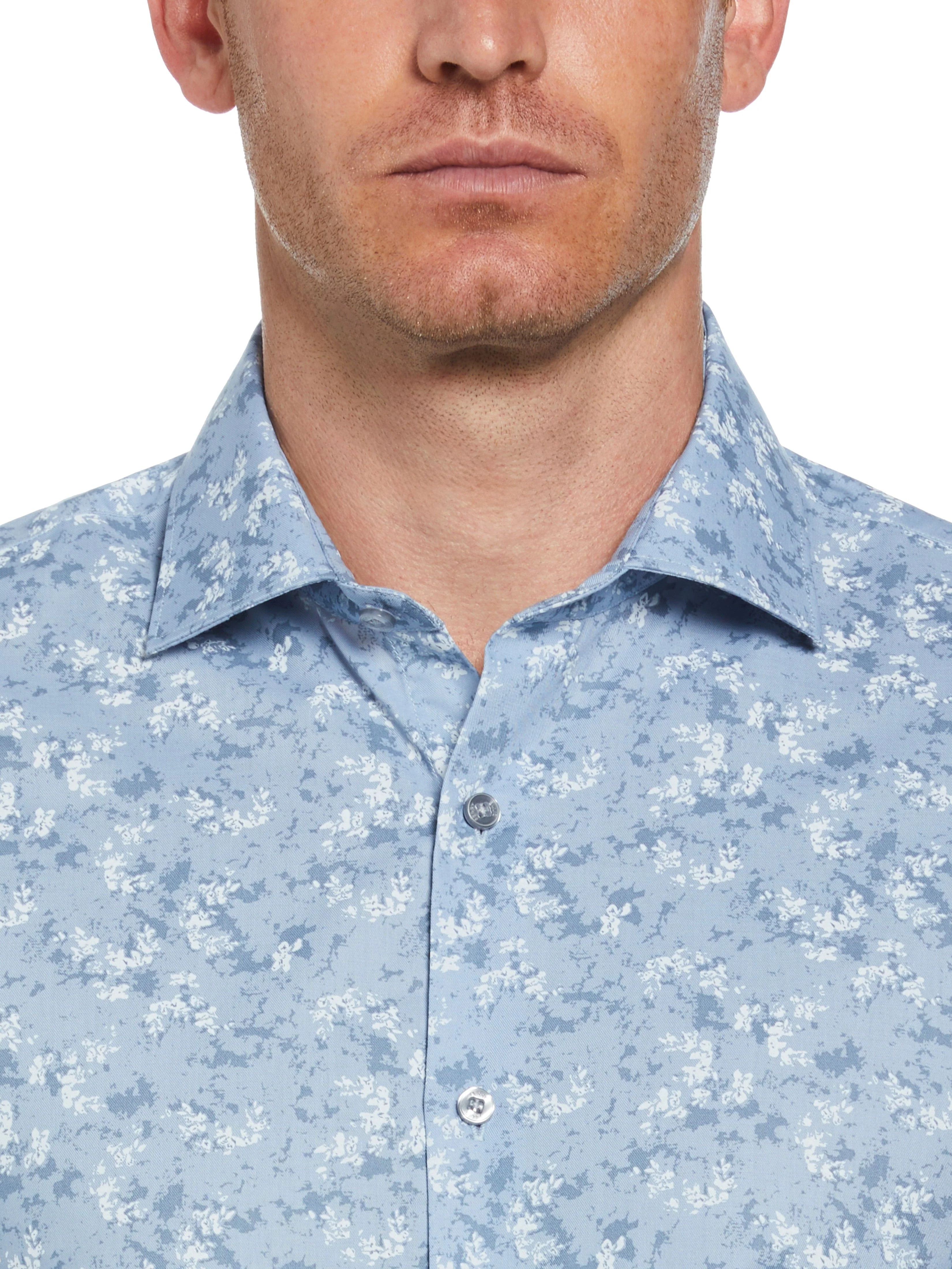 Slim Fit Button-Down Painterly Floral Print Dress Shirt - Image 3