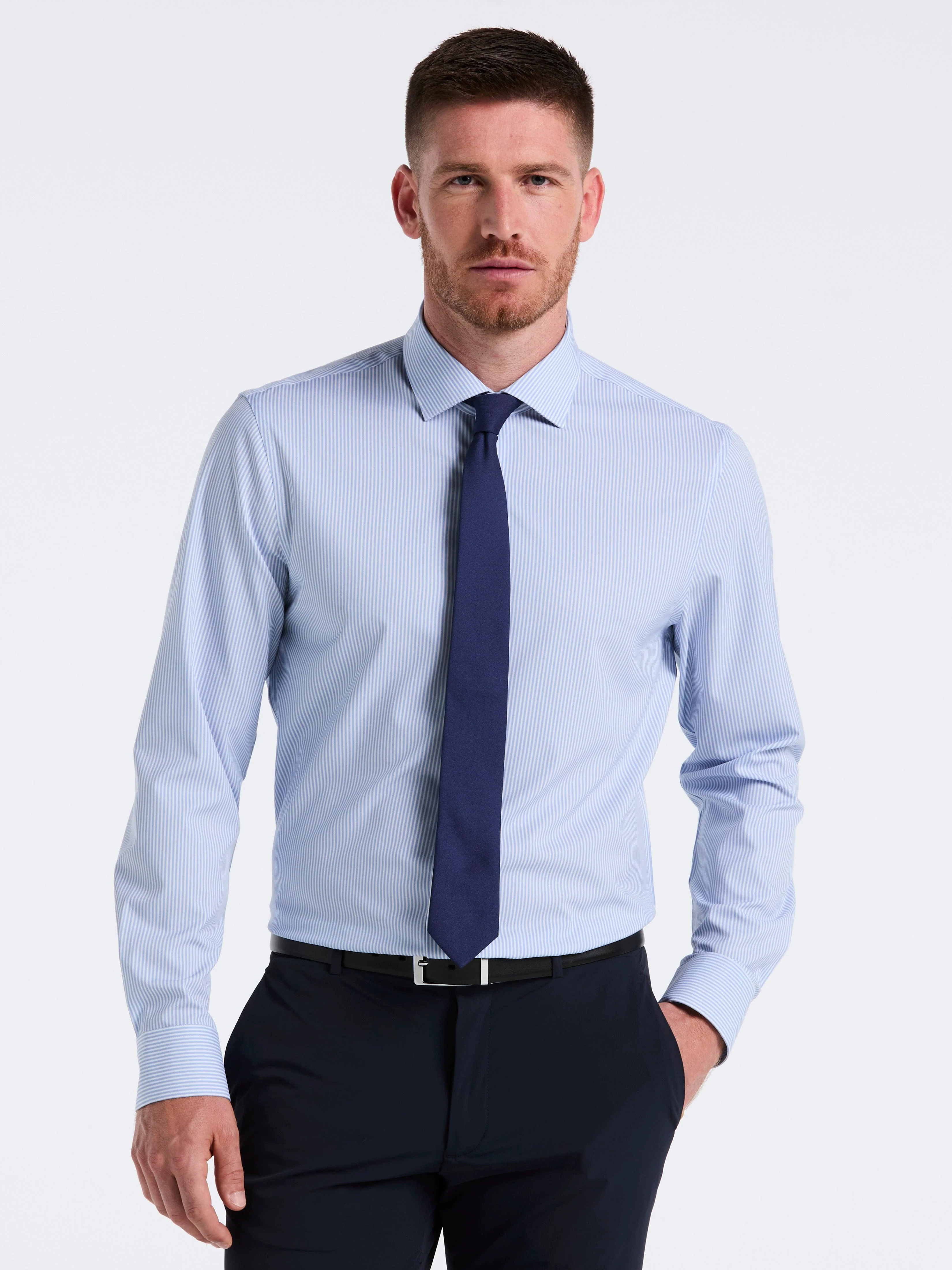 Performance Tech Striped Print Dress Shirt