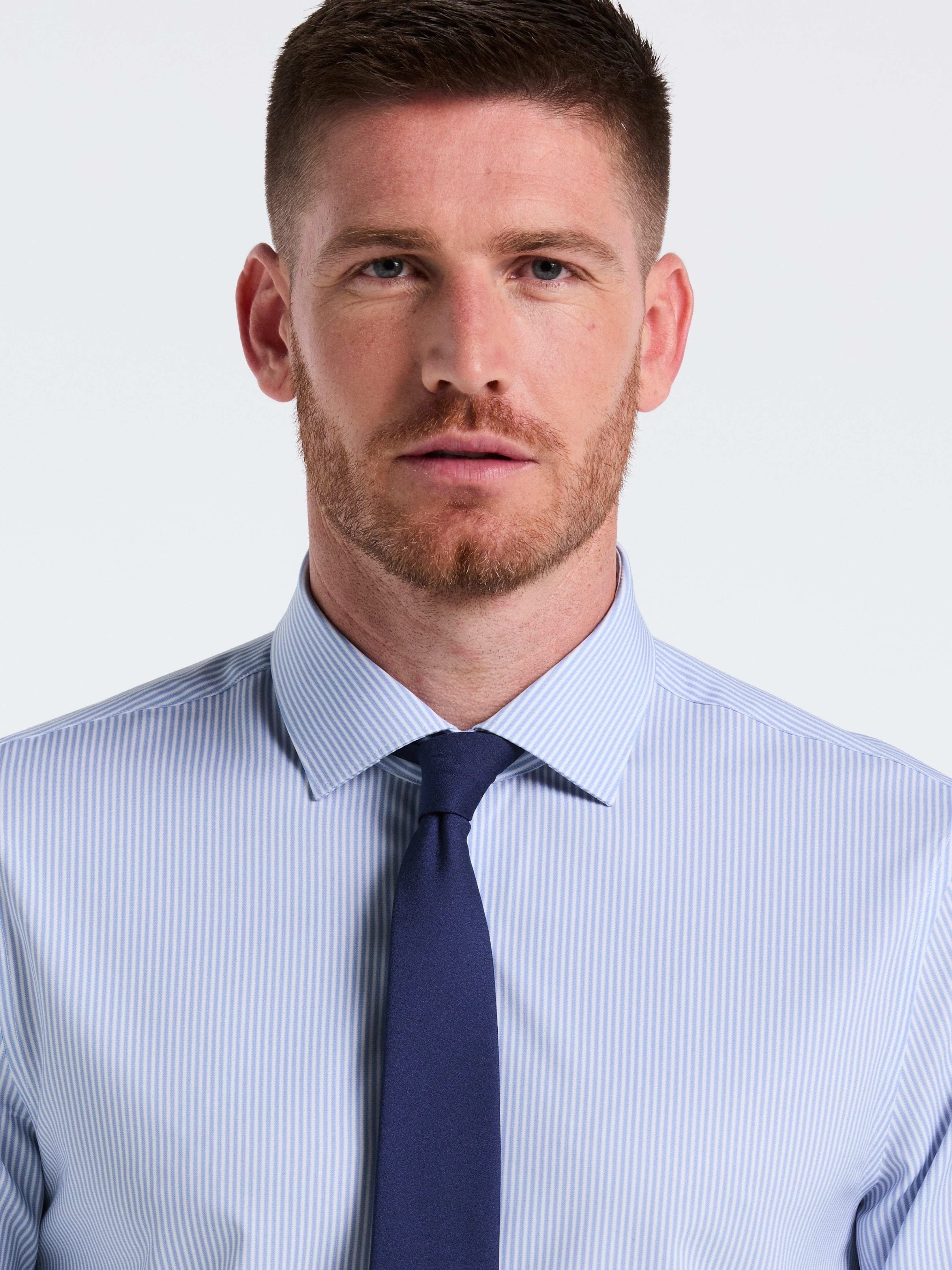 Performance Tech Striped Print Dress Shirt - Image 3