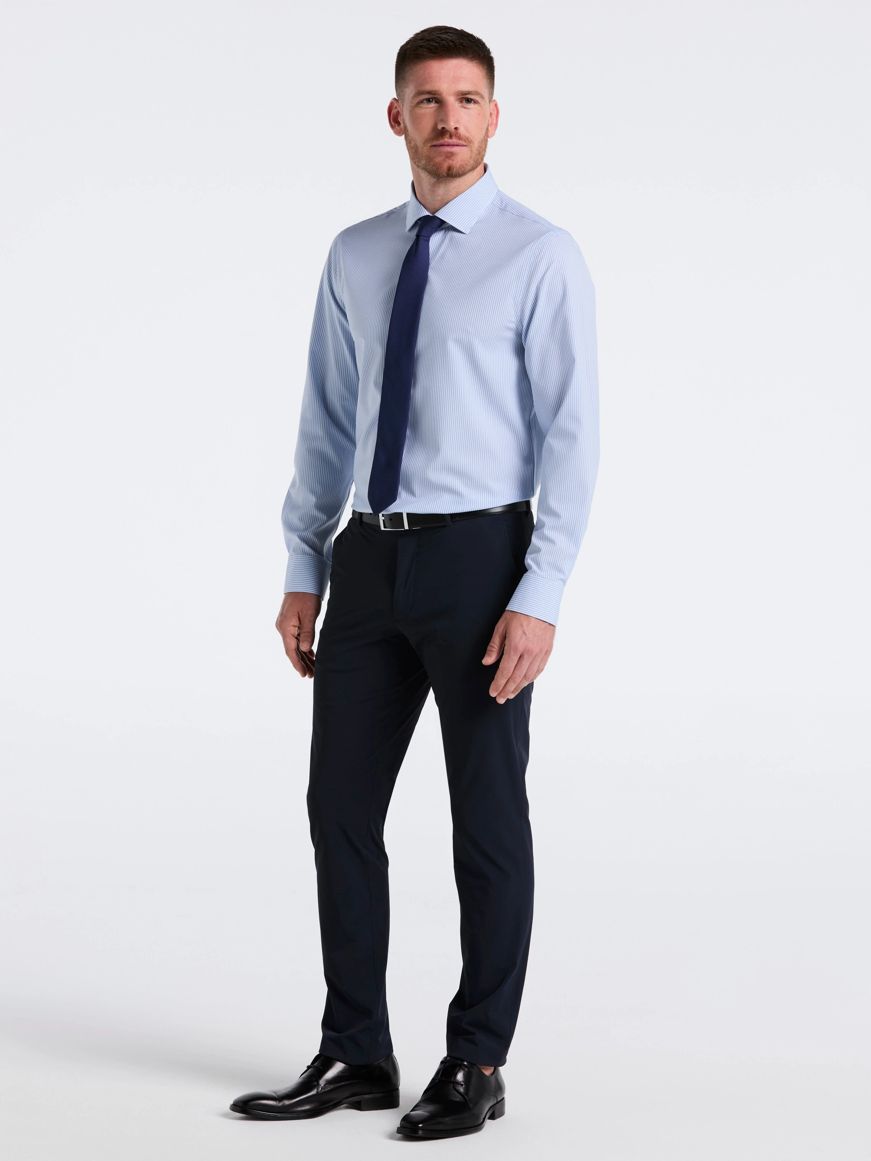 Performance Tech Striped Print Dress Shirt - Image 4