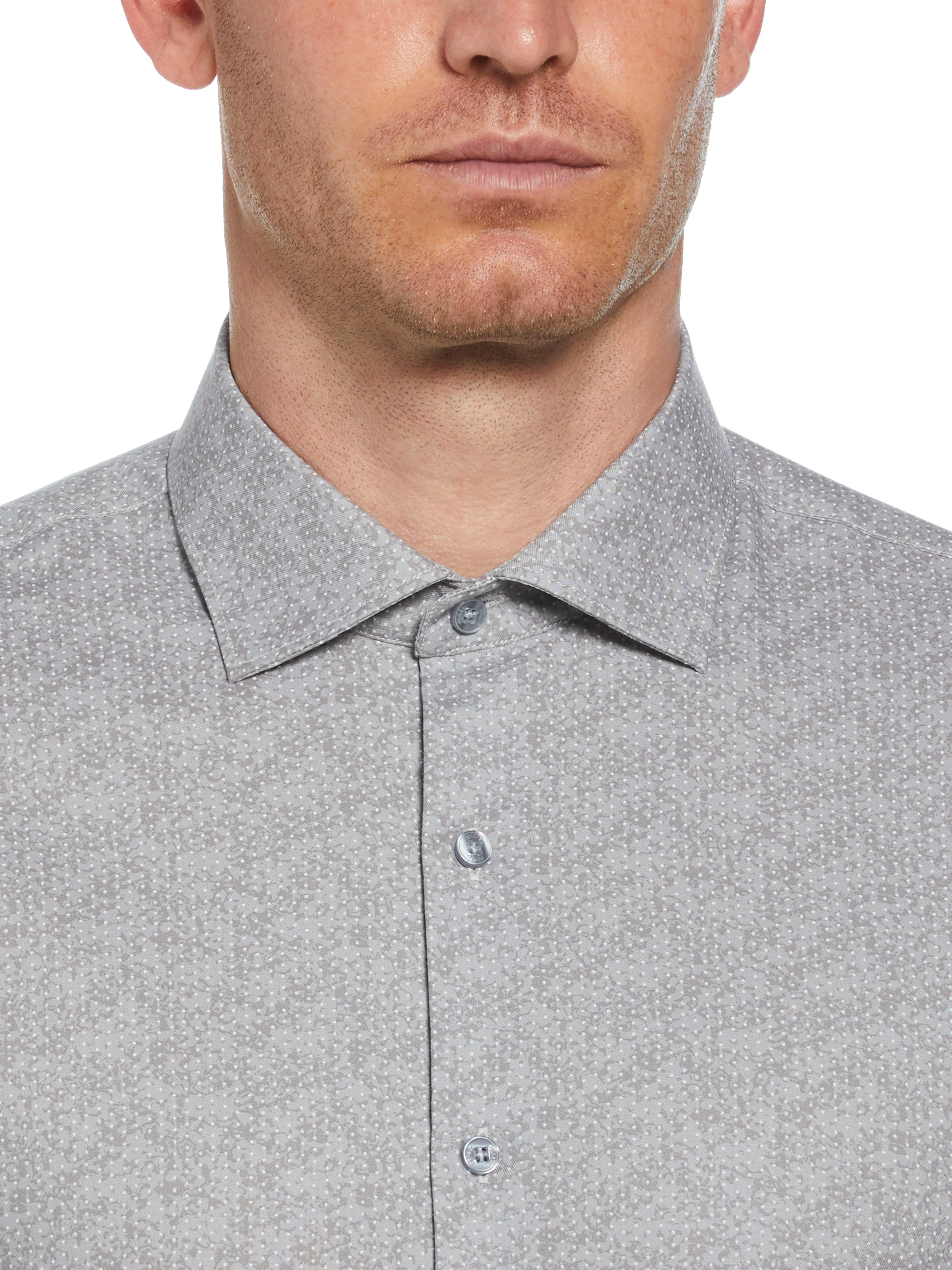 Slim Fit Pindot Button-Down on Floral Pattern Dress Shirt - Image 2