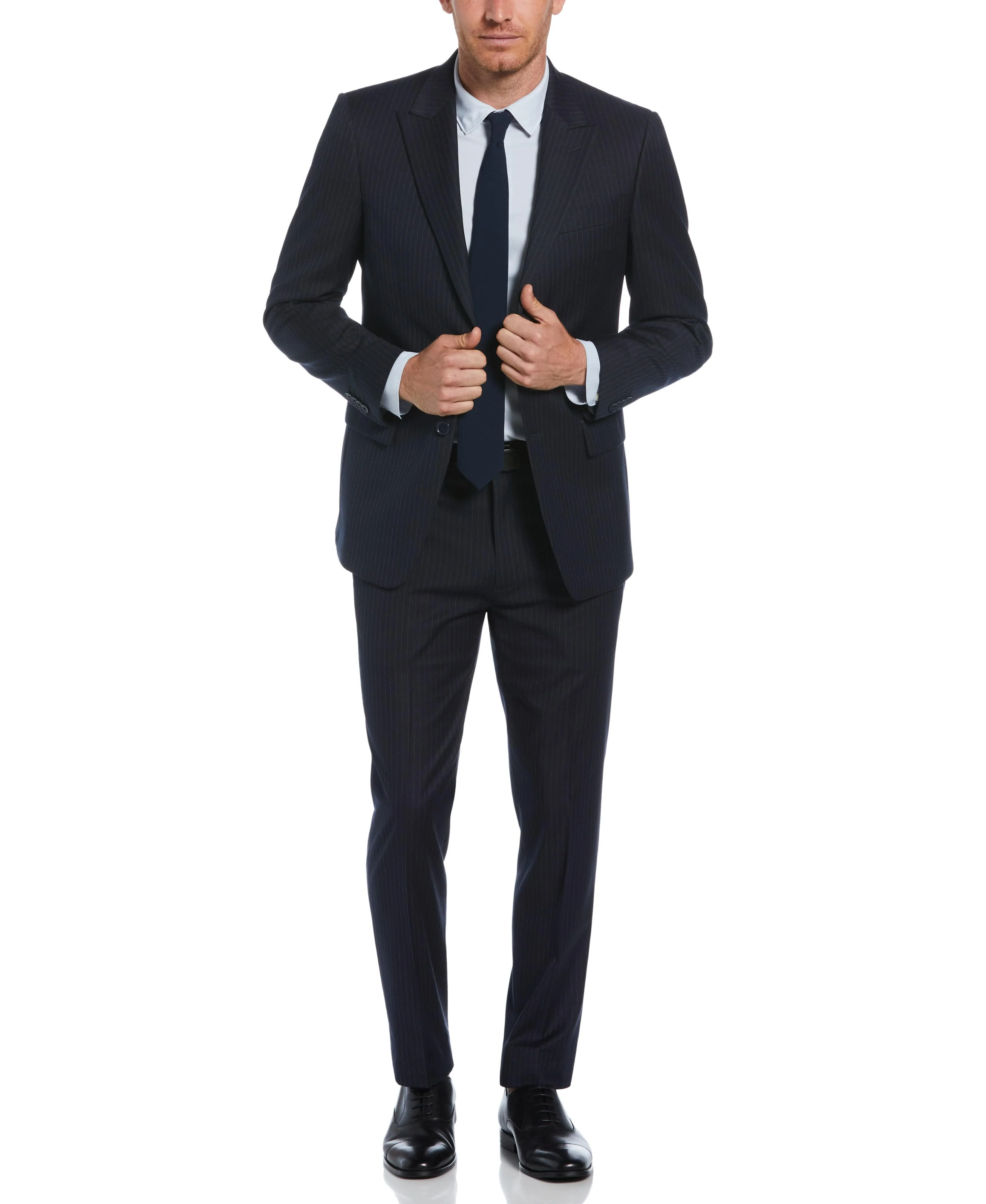 Slim Fit Pinstripe Peak Lapel Suit Jacket - Image 5